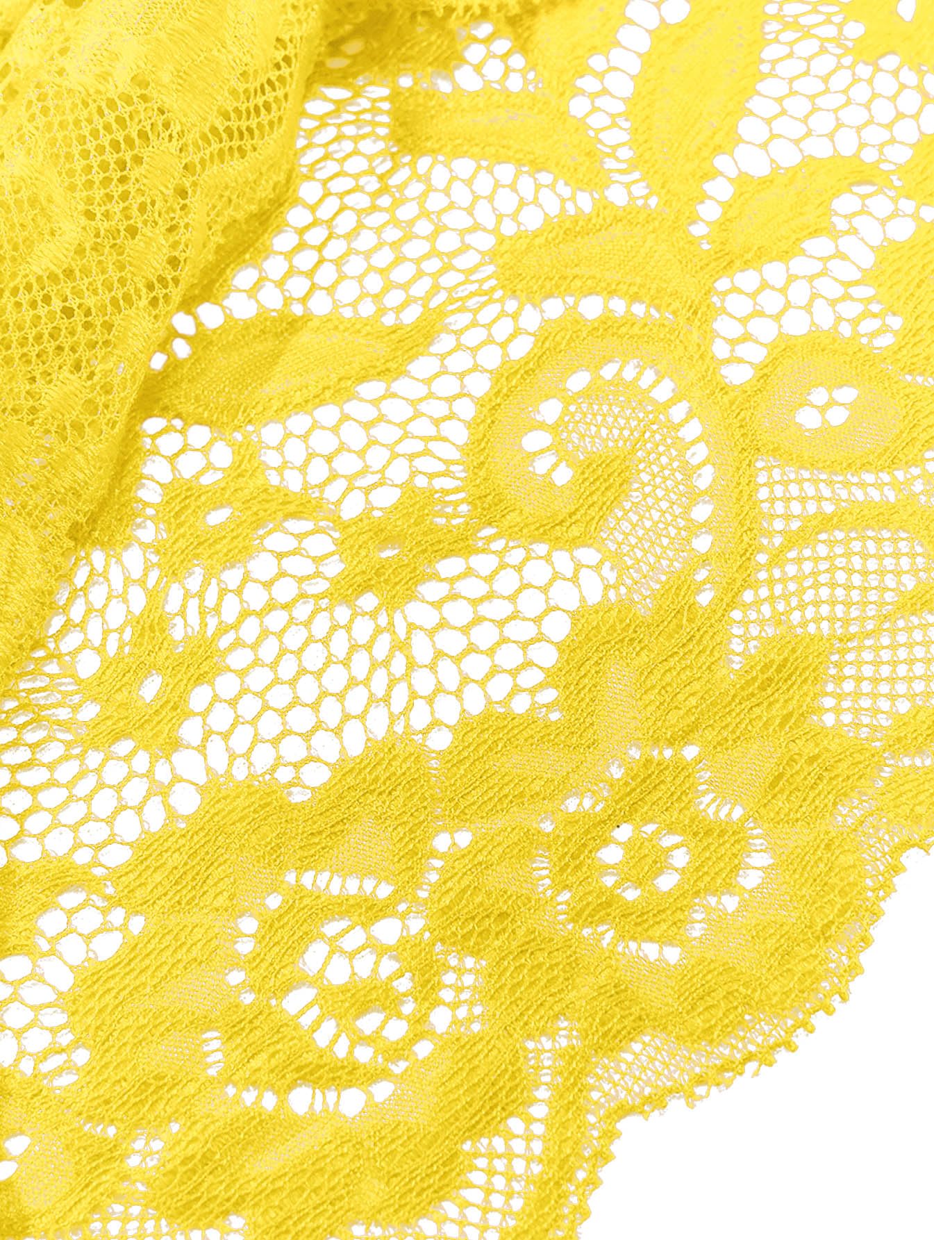 Lilosy Sexy Sheer Floral Lace Pajamas Lingerie Set High Waist Sleepwear Bra and Panty 2 Piece Nightwear: Small Yellow