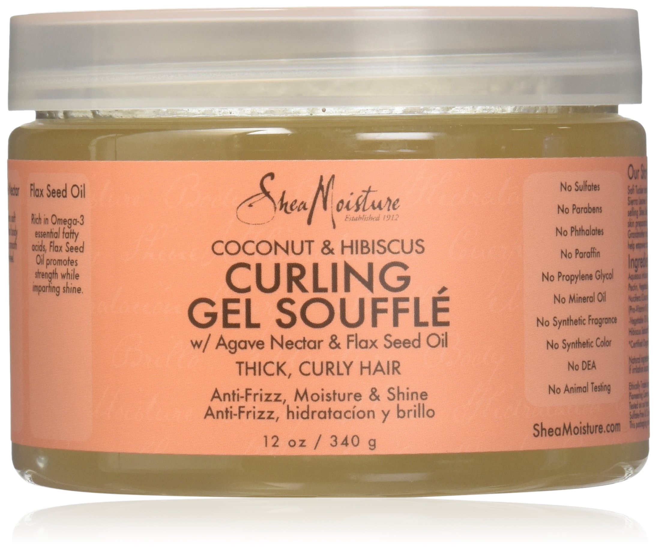 Shea Moisture Coconut & Hibiscus Curling Gel Shouffle w/Agave Nector & Flex Seed Oil 12 ox - Thick Curly Hair - Value Double Pack - Qty of 2 Each