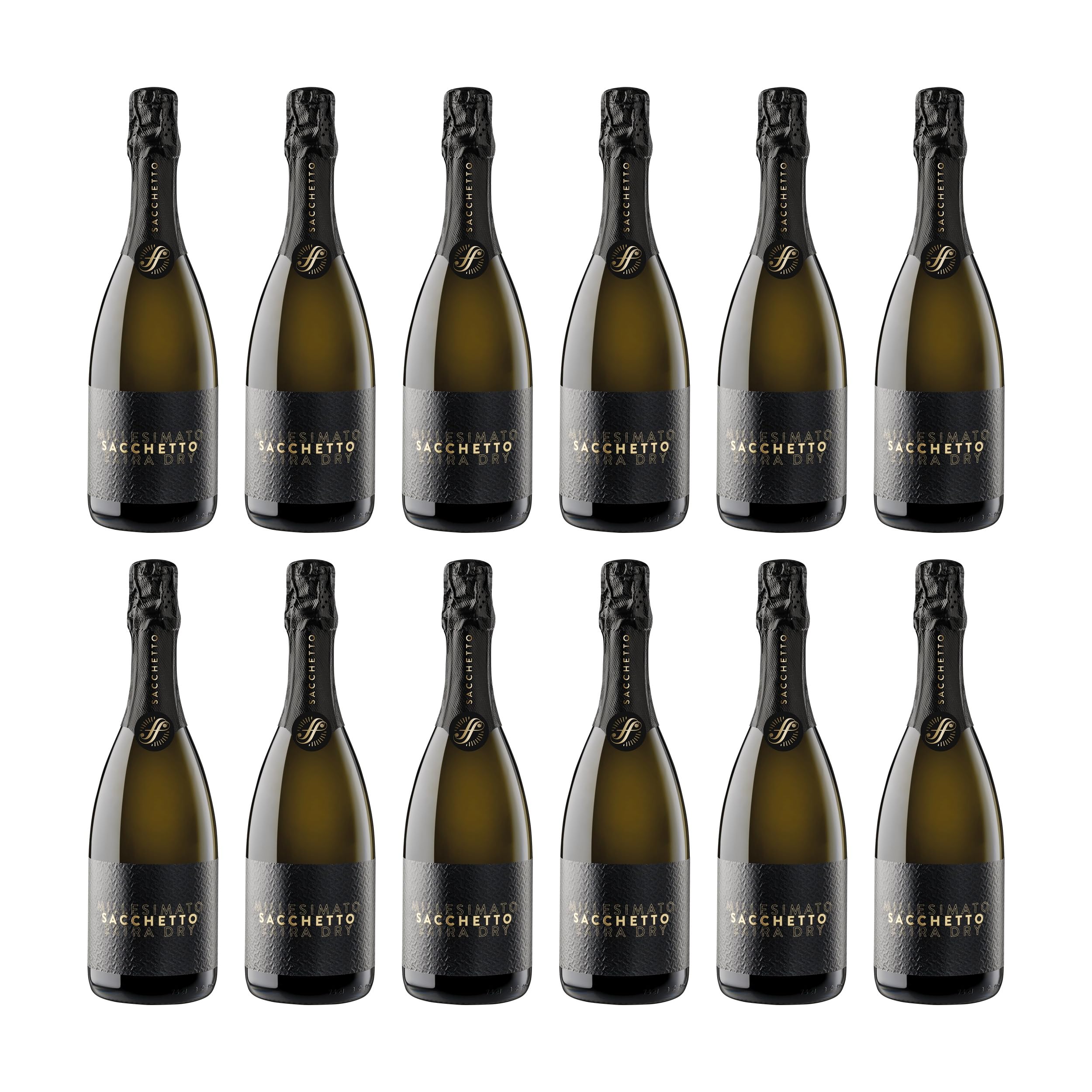 Sacchetto Spumante Etichetta Nera Millesimato Extra Dry extra trocken Weisswein Italien inkl. Feinwert E-book (12 x 0.75 l)