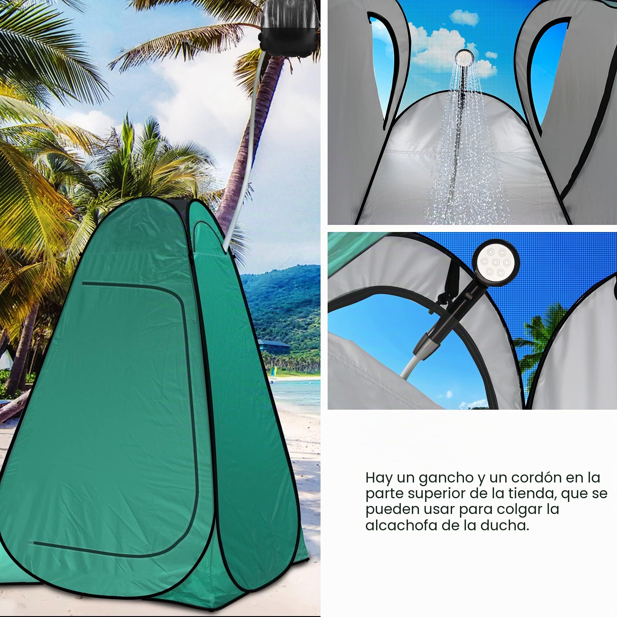 Tienda de inodoro plegable Riggoo portátil para ducha, para acampar, privacidad, vestuario al aire libre, para playa, pesca, senderismo, refugio solar (protección UV)