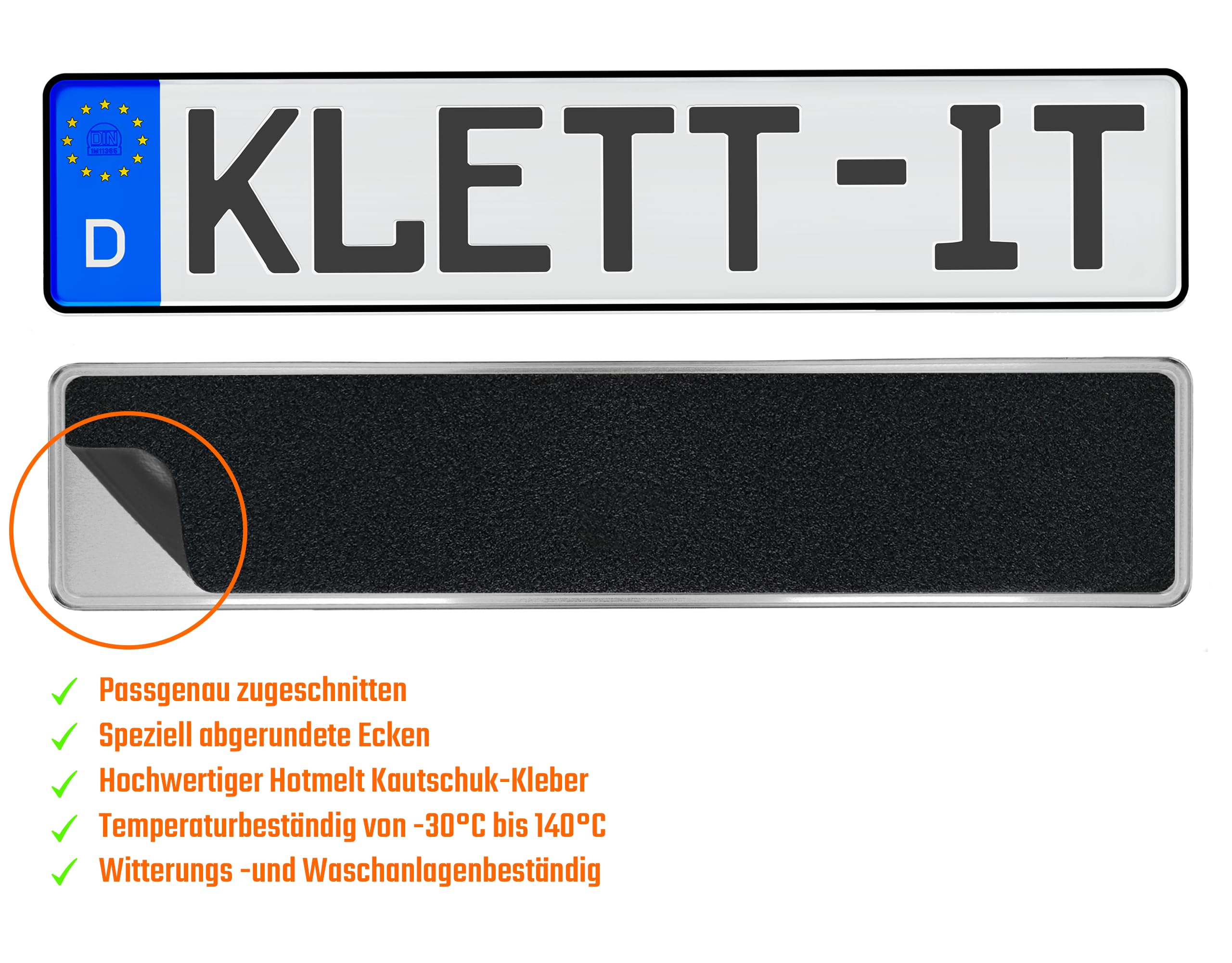 Retoo Lot De 2 Supports Plaques Immatriculation Avec Bouton-Pression - Cadres Noirs Universels Voiture
