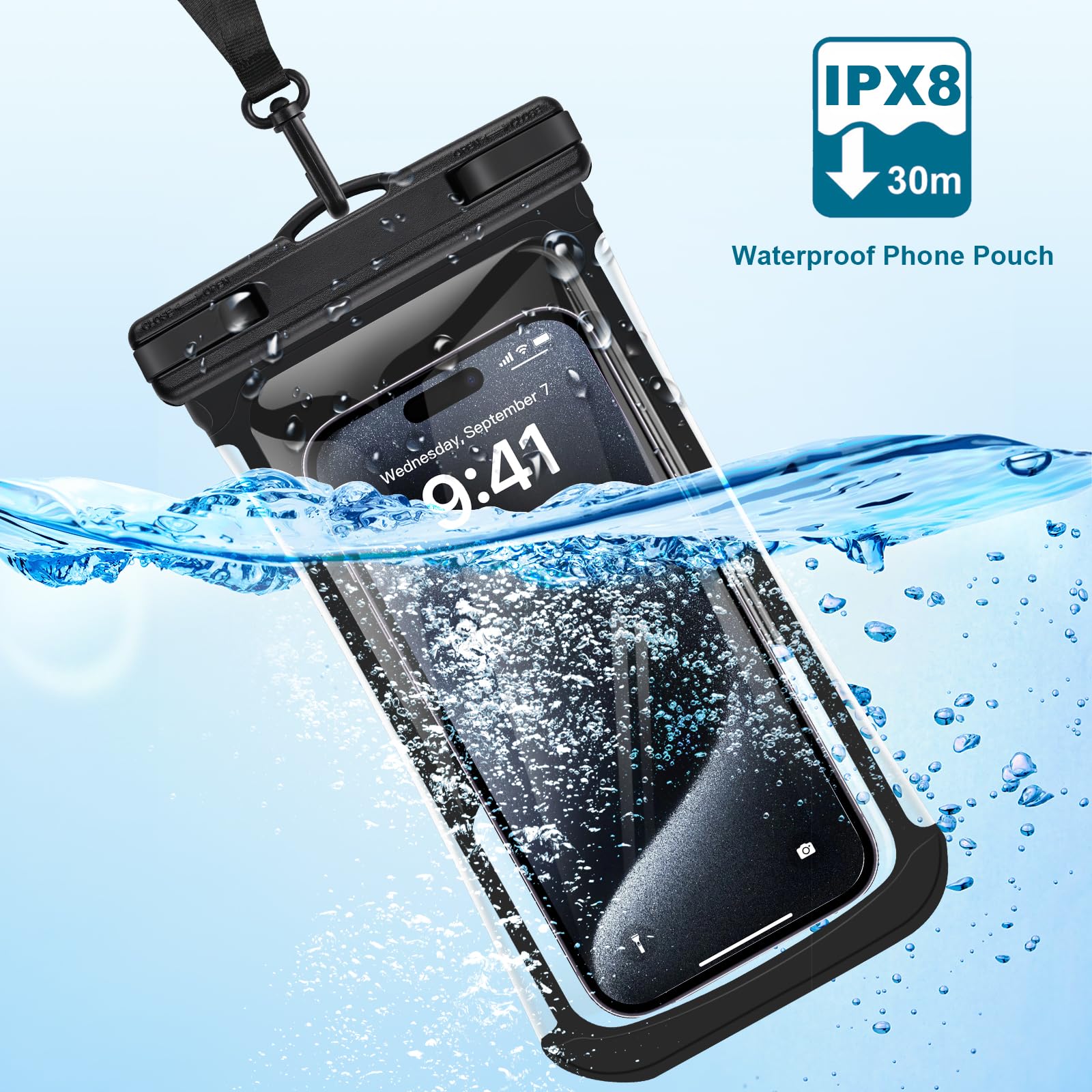 Lot De 2 Pochettes étanches Smartphone IPX8 - Cadre 3D Sans Couture - Compatible IPhone, Galaxy Jusqu'à 6,9"
