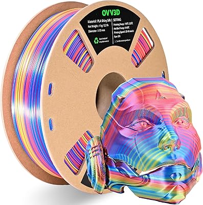21 – OVV3D PLA Filament 1.75mm Stripe Tri-Color Silk Rainbow PLA Filament, Rainbow Silk 3D Printer Filament, Very Fast Color Change PLA 3D Printi…