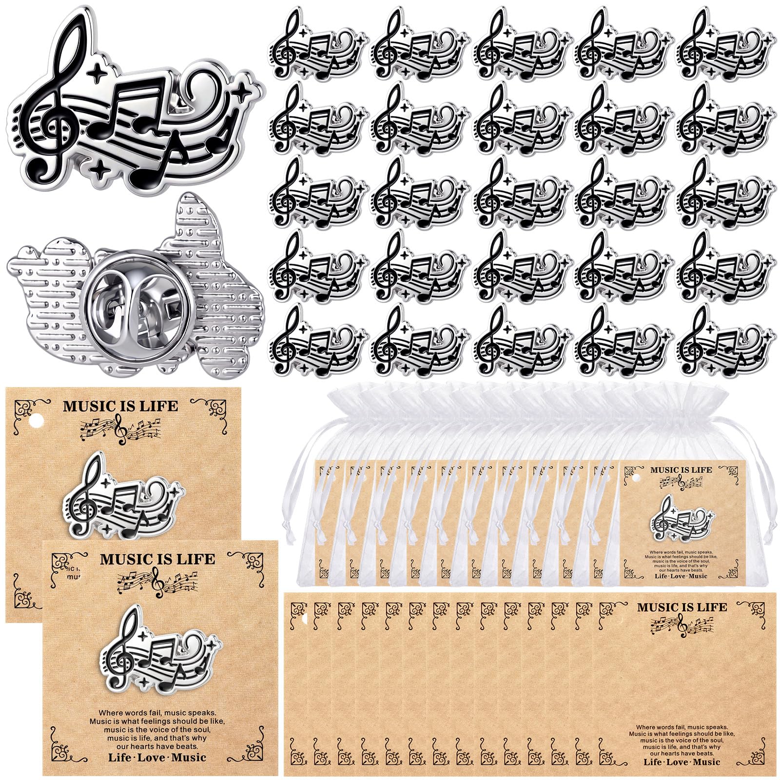 Liliaafar 30 Pcs Music Note Lapel Pins Chorus Musical Note Band Gifts Bulk