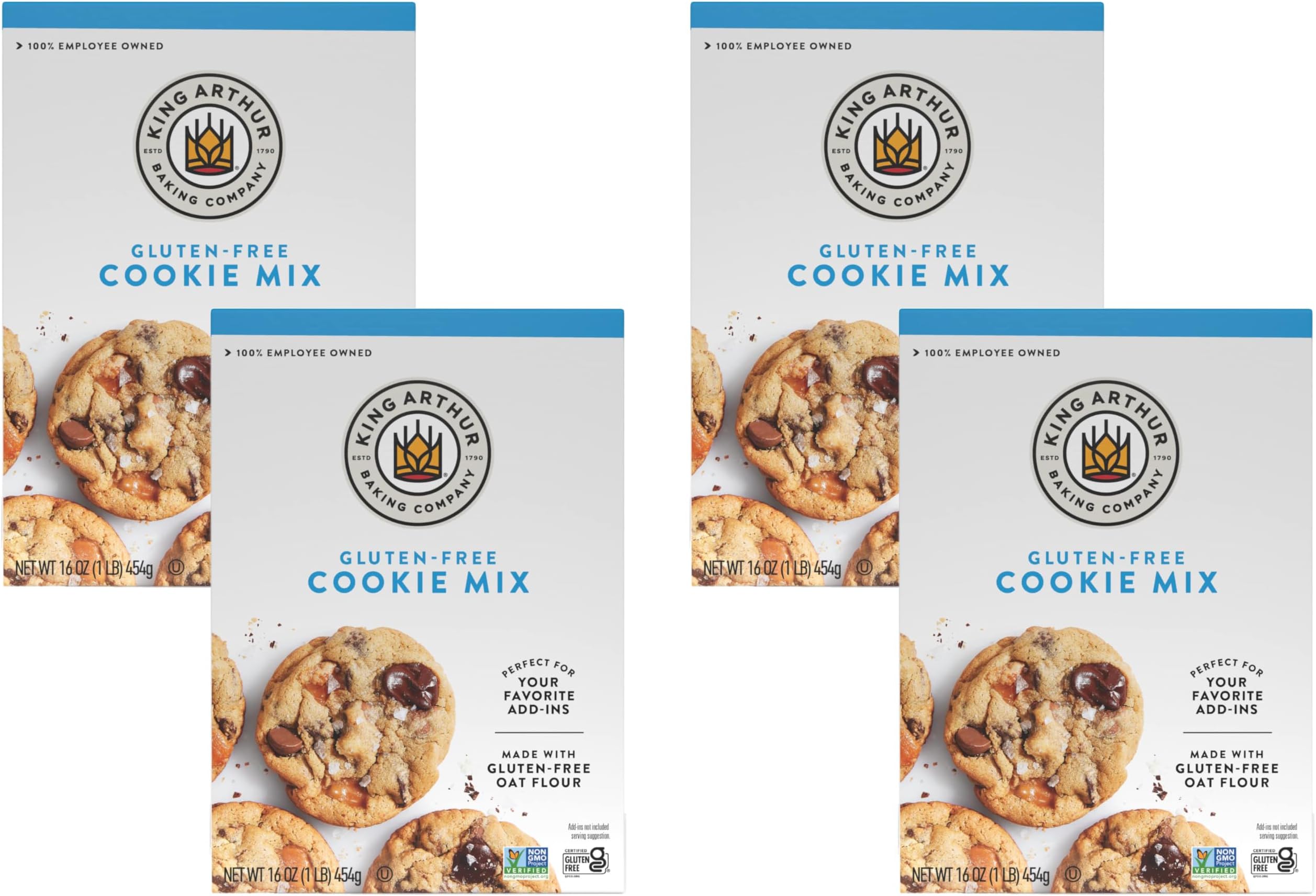 King Arthur Baking Company, Cookie Mix, Gluten-Free Oat Flour, 16 Oz, 1 Count (Pack of 4)