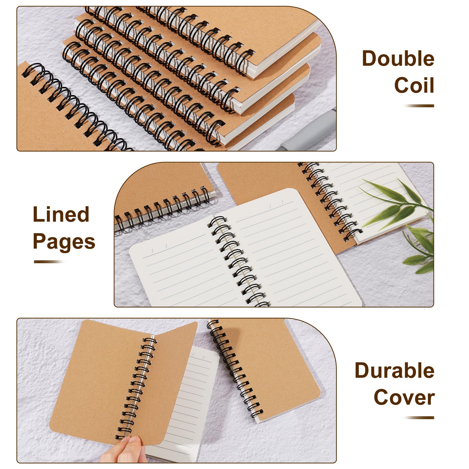 miikoul Quaderno a spirale formato A6, 7,6 x 12,7 cm, 60 fogli/120 pagine, copertina rigida a righe, per ufficio e rientro a scuola (120)