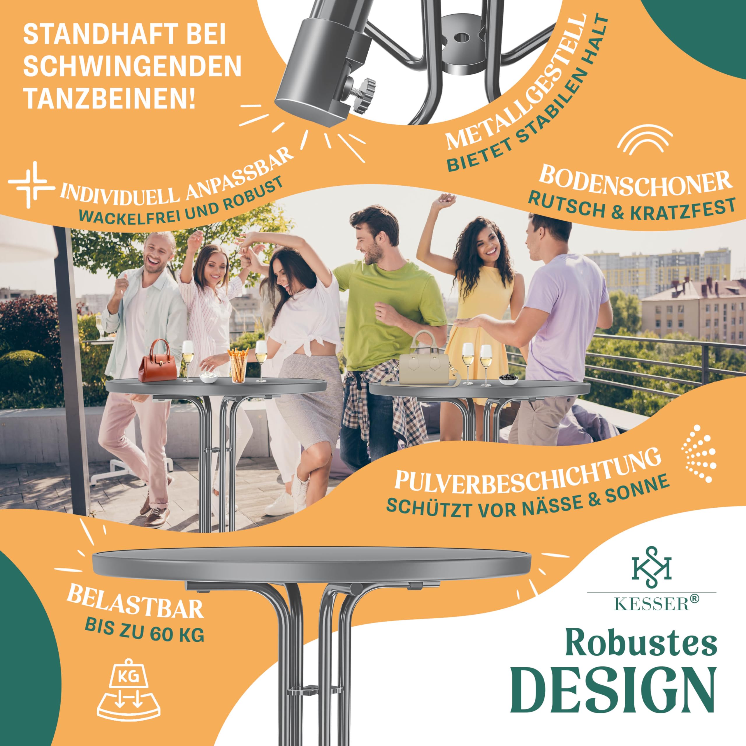 KESSER® Stehtisch klappbar Ø70cm rund, Gastro Bistrotisch Hochtisch Cocktail Stehtisch + Husse, Klapptisch Partytisch für Garten/Balkon/Events/Gastronomie, wetterfest, In- & Outdoor, Anthrazit