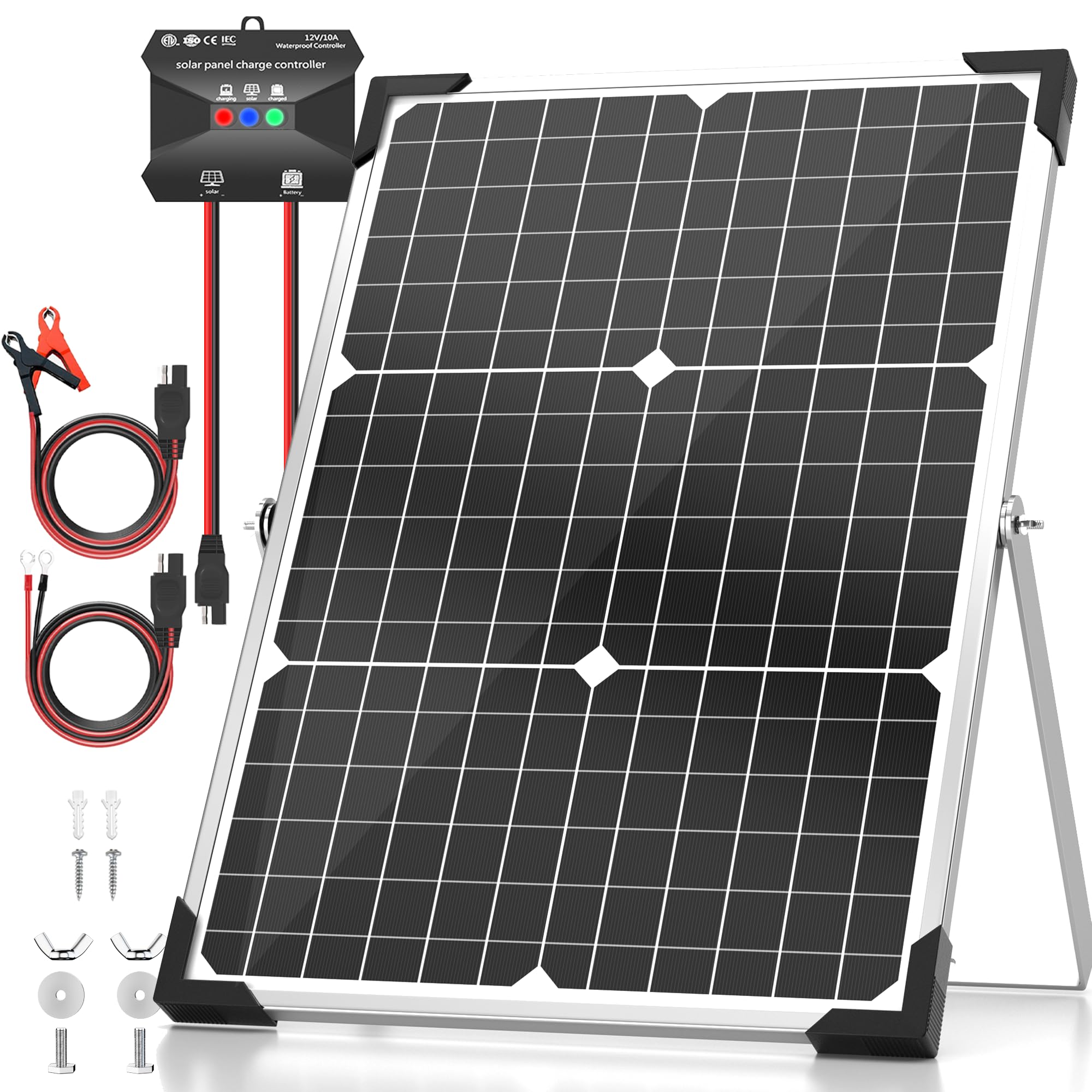 Photo 1 of **UNTESTED**
Voltset Solar Panel Kit 30W 12V, Solar Battery Trickle Charger Maintainer, Waterproof Solar Panel + Upgrade Charge Controller + Adjustable Mount Bracket for Boat RV Motorcycle Marine