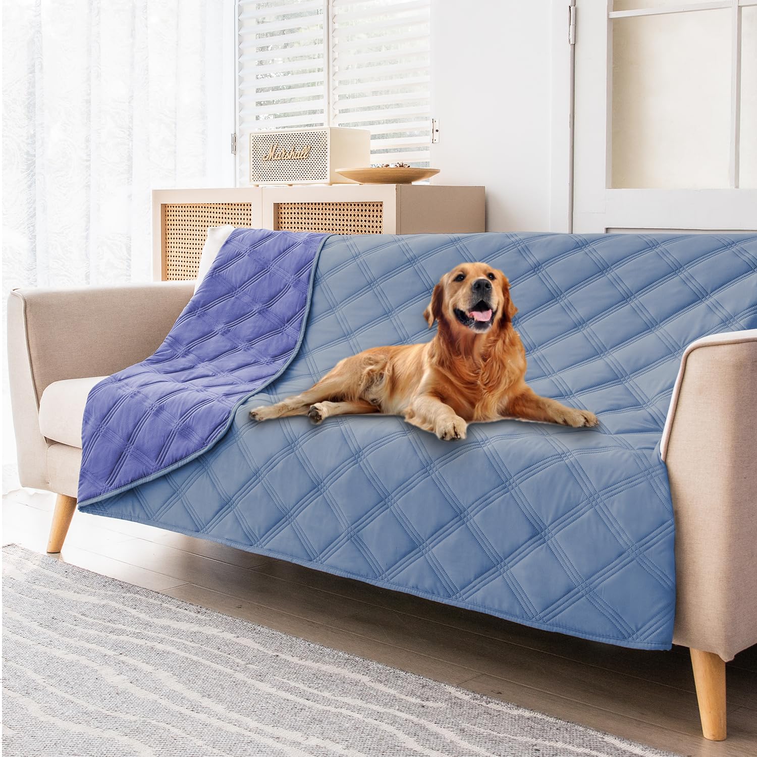 fuguitex Waterproof Dog Blanket Reversible for Small Dogs Resistant Leakproof Washable Couch Cushion Bed Protector Cover for Indoor Furniture Pet