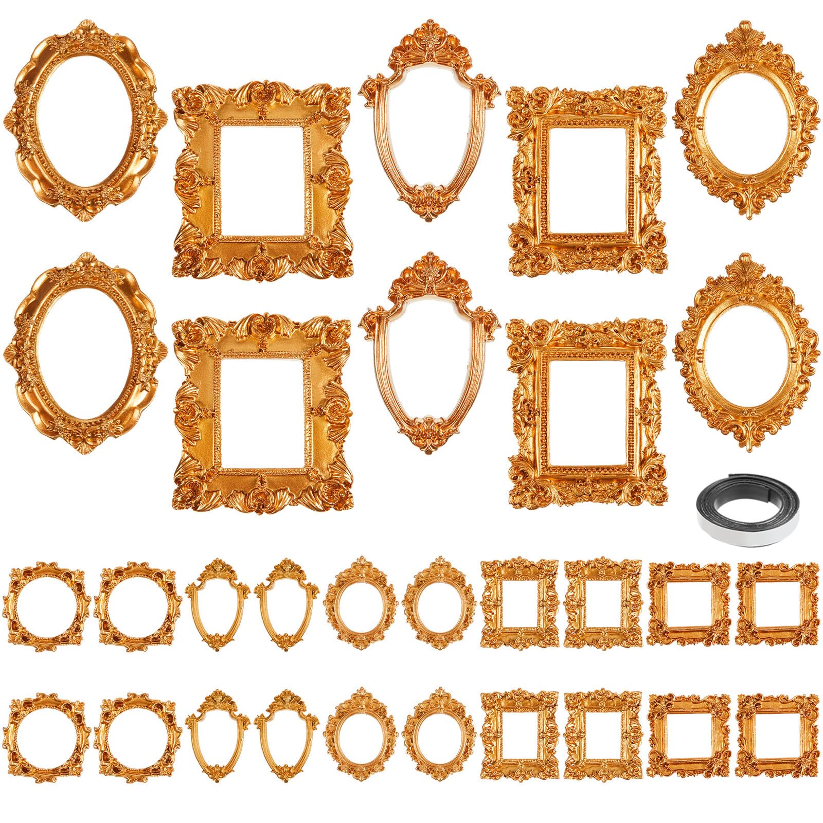 12 Pack Fotolijsten Fotolijsten Mini Home Decor Goud Thuis Hars Compacte DIY Craft Maken Benodigdheden (Color : Golden