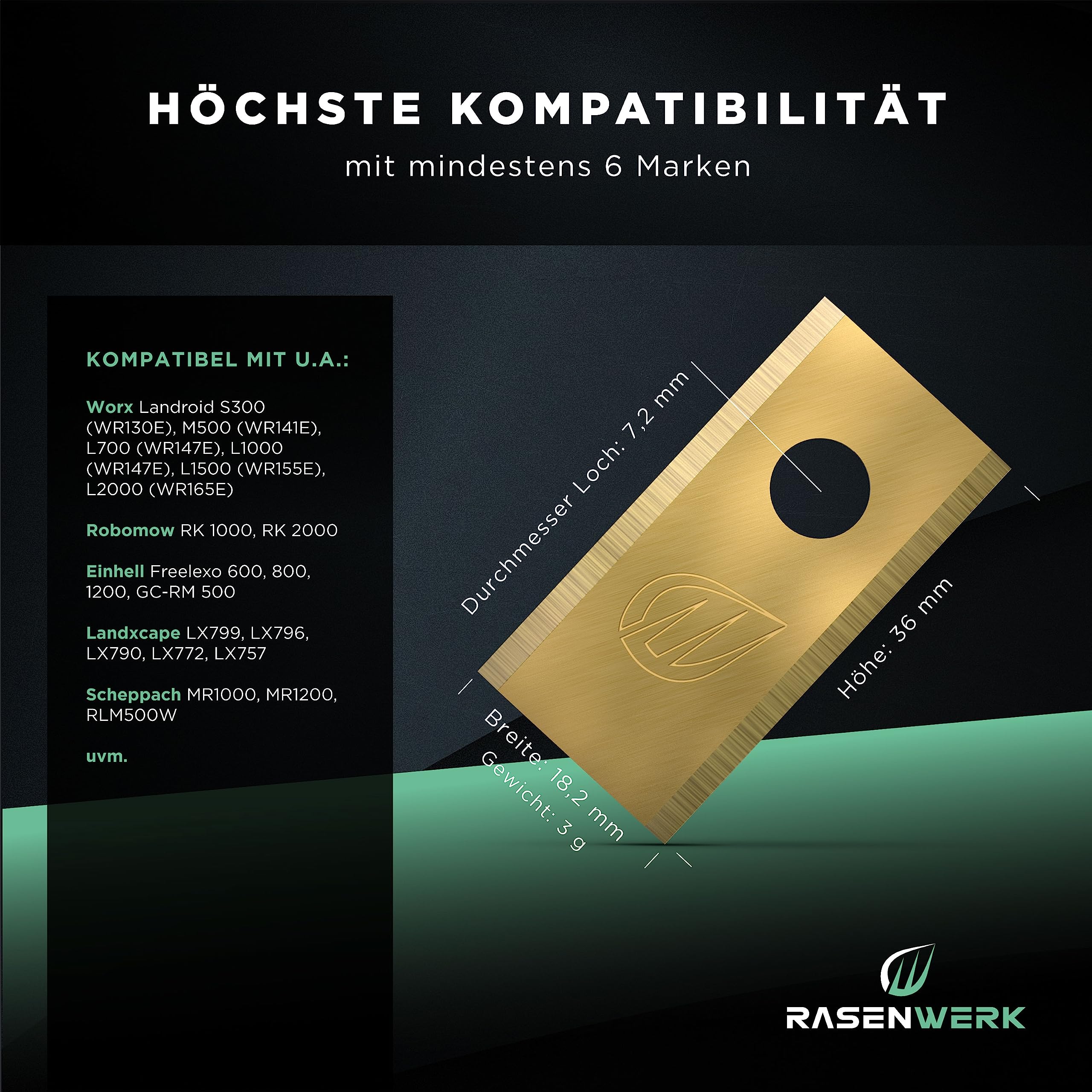 Cuchillas para robot cortacésped con tornillos - Hojas de repuesto universales para WORX, LandXcape, Zoef Robot y Einhell - Set de cuchillas para cortacésped – 60 uds.