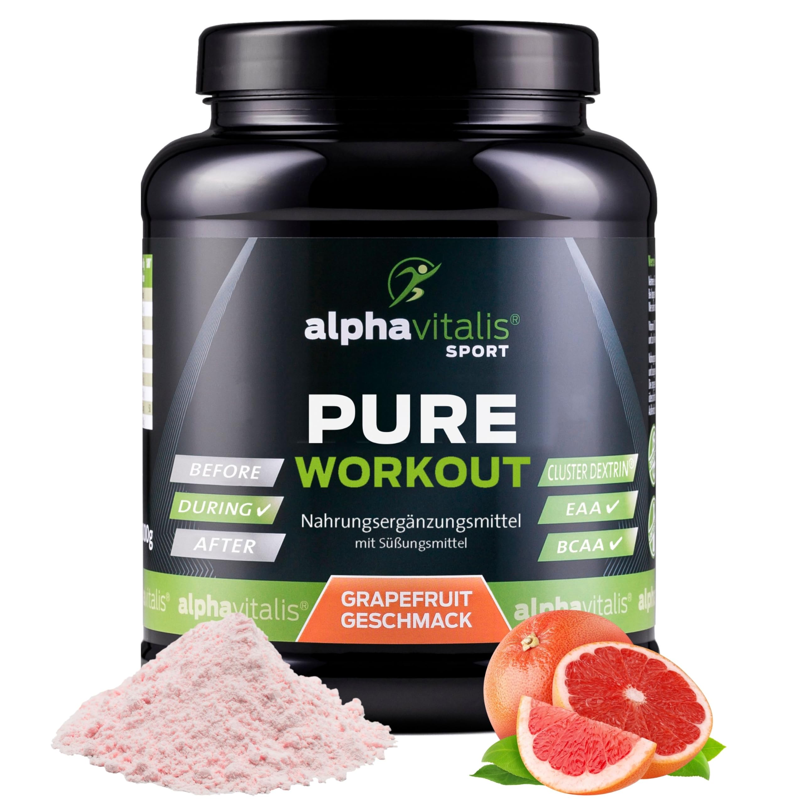 PURE INTRA WORKOUT Shake GRAPEFRUIT - 800g Cluster Dextrin Pulver + EAA + Elektrolyte - Hochverzweigtes zyklisches Maltodextrin, freie essentielle Aminosäuren, Mineralien für Sportler