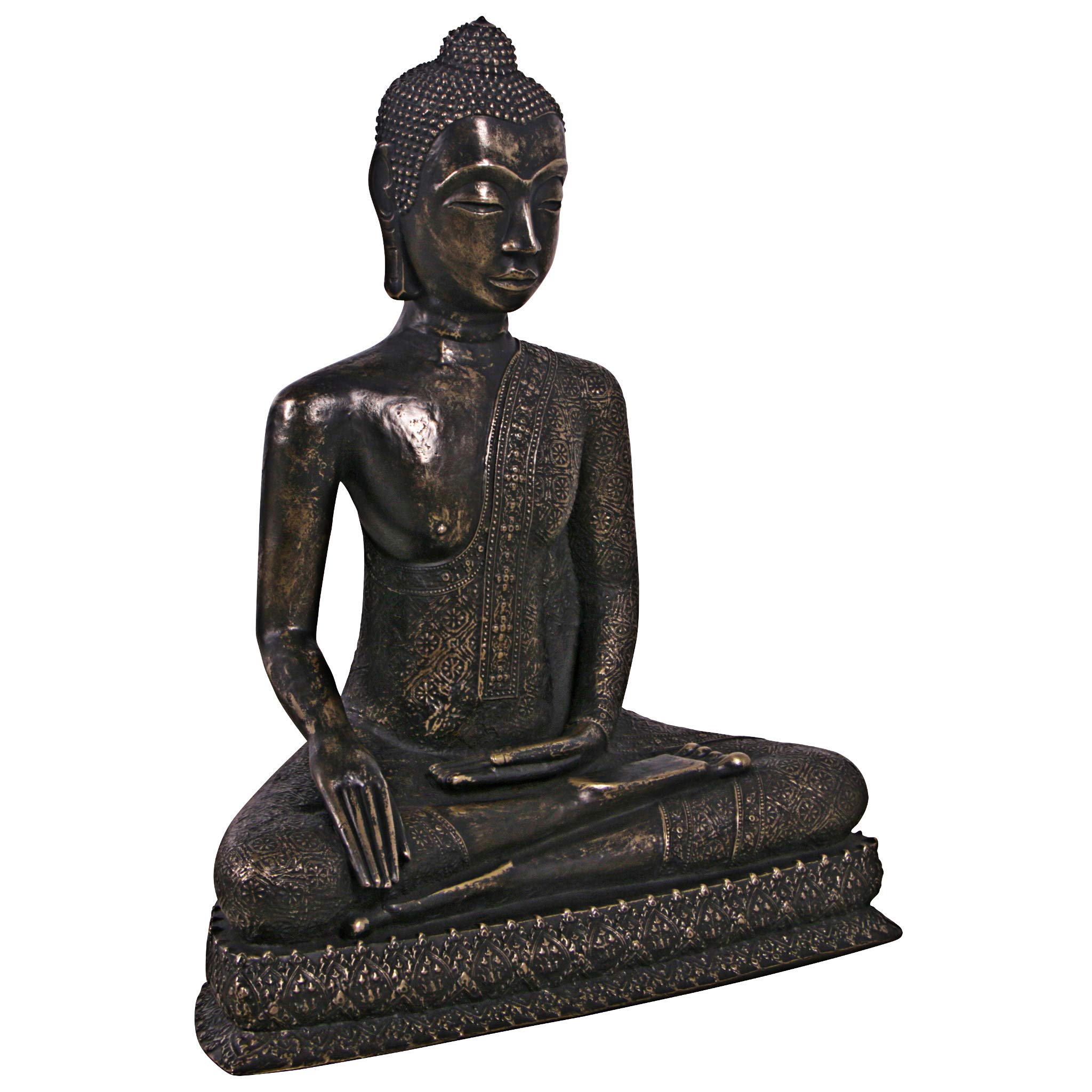 Design ToscanoNE160267 Sukhothai Sitting Buddha Asian Garden Statue, 32.5 Inches, bronze