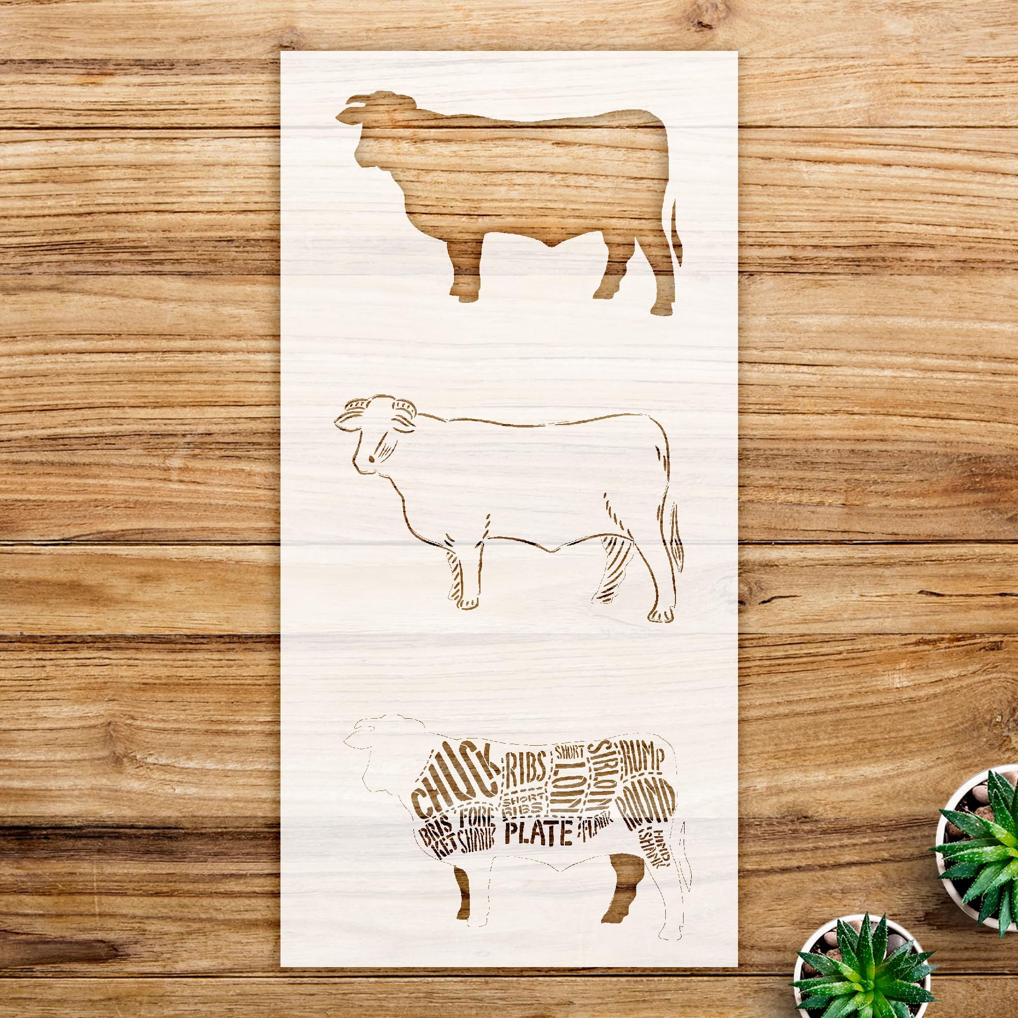 Beef cuts Stencil Pattern for Wood Signs and pallets, Reusable Mylar Template, Ideal for Painting and Craft Projects - Size A3 (8.2