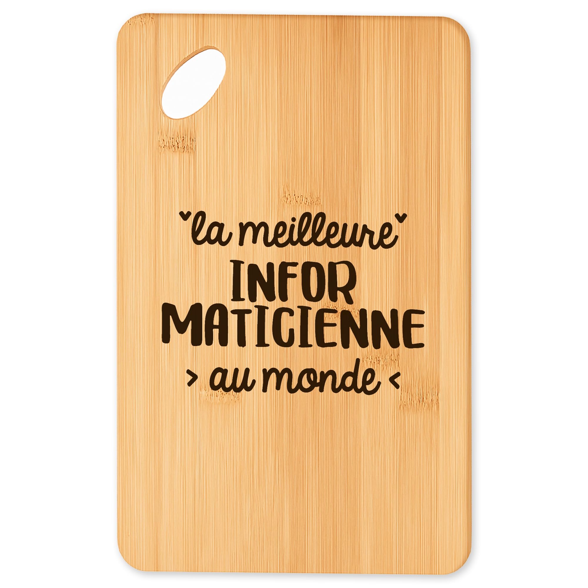 Cadeau original cuisine pour informaticienne : planche à découper en bambou