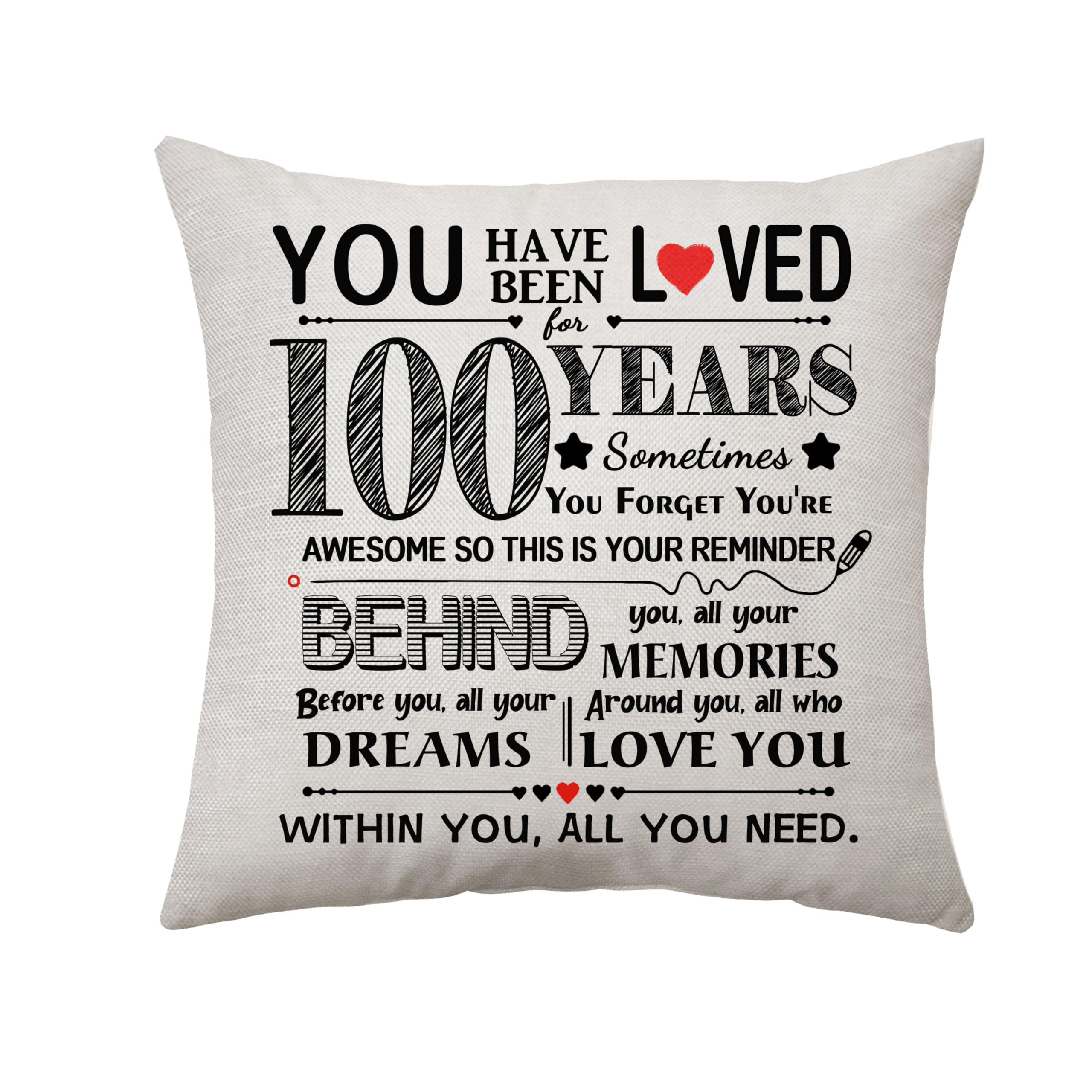 Cadeau 100 ans original housse de coussin decoration anniversaire parents mamie papy