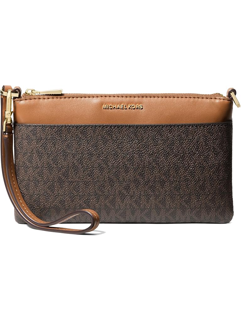 Brown Michael Kors Jet Set Medium Top Zip Convertible Wristlet