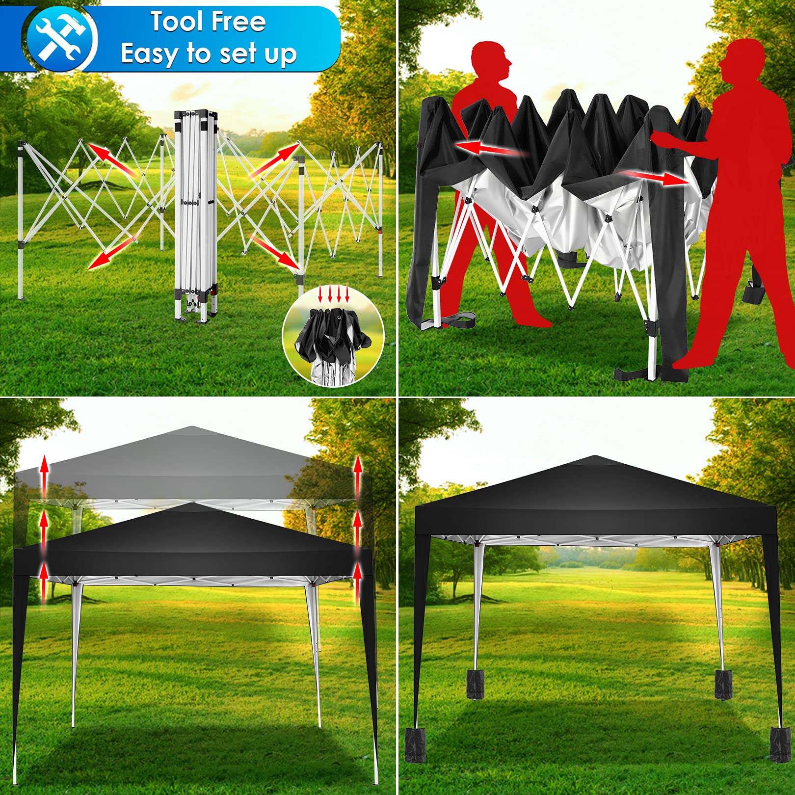TOOLUCK Tienda de campaña desplegable de 10 x 10 pies, impermeable, para fiestas al aire libre, tiendas de campaña para fiestas, camping, eventos comerciales, cenador, carpa portátil para patio, boda,