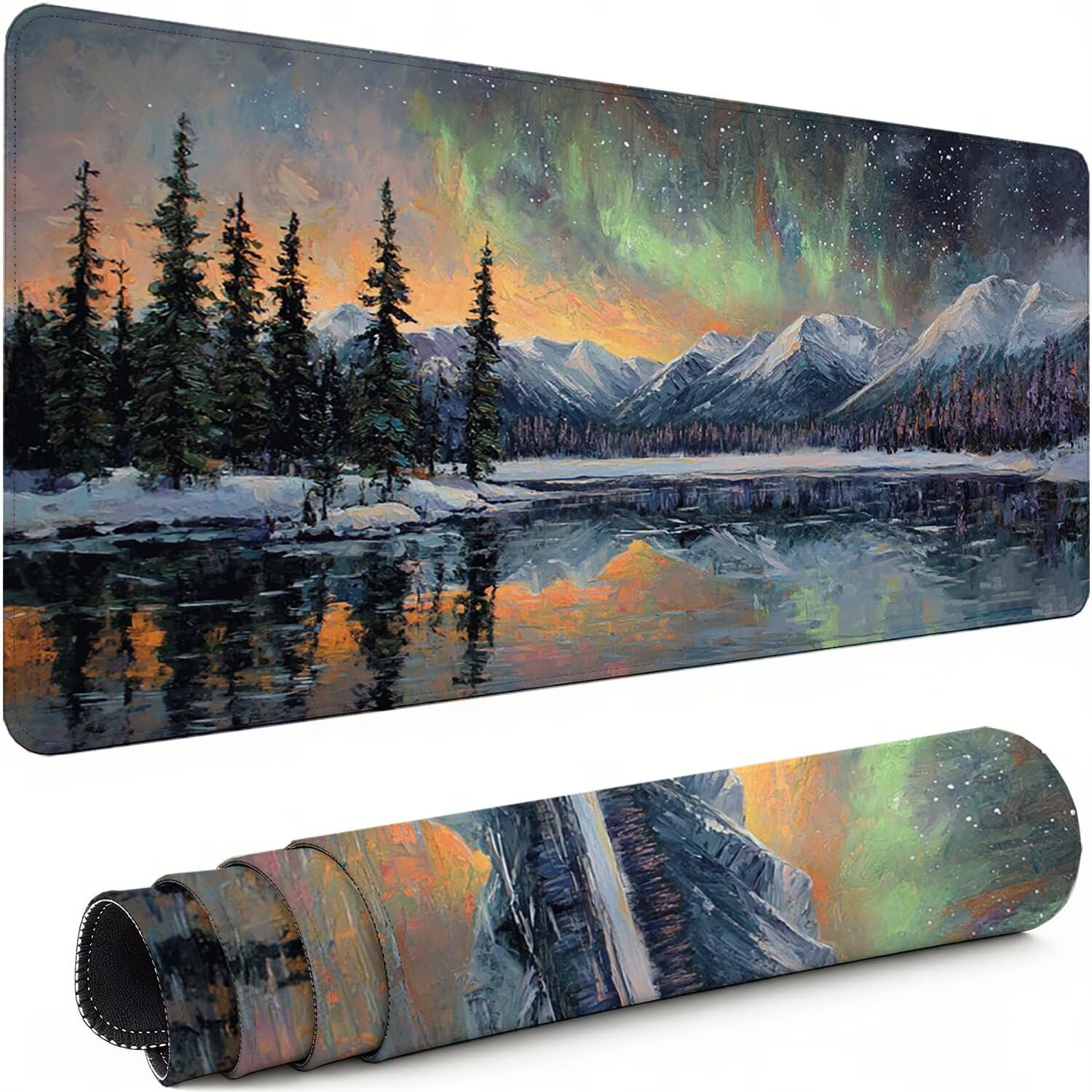 Podkładka pod mysz XXL śnieżna góra 1200 x 600 x 3 mm antypoślizgowa gumowa podkładka pod mysz dla graczy las precyzja kompatybilna z wszystkimi myszami, wodoodporna ochrona na biurko do domowego