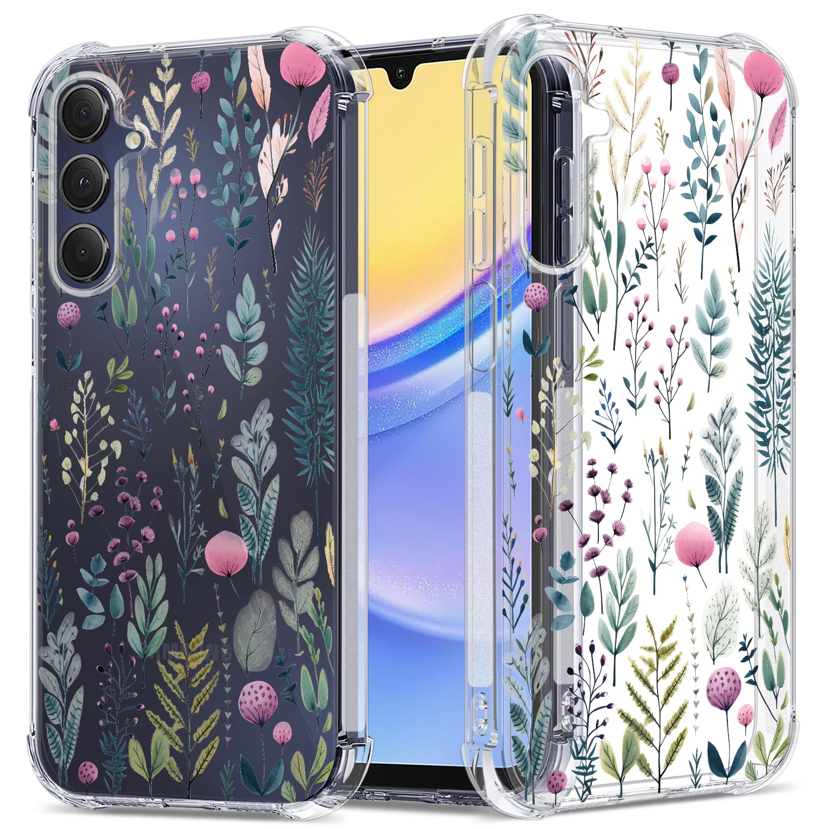 GREATRULY Floral Clear Case for Galaxy A15 5G for Women/Girls,Pretty Phone Cover for Samsung A15,Flower Design Slim Soft Transparent Drop Proof TPU