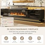 70" Cheminée TV Stand, Modern Entertainment Center pour les téléviseurs jusqu'à 80”, TV Console avec armoires de rangement, console multimédia pour salon, noir TV Stand et cheminée noire