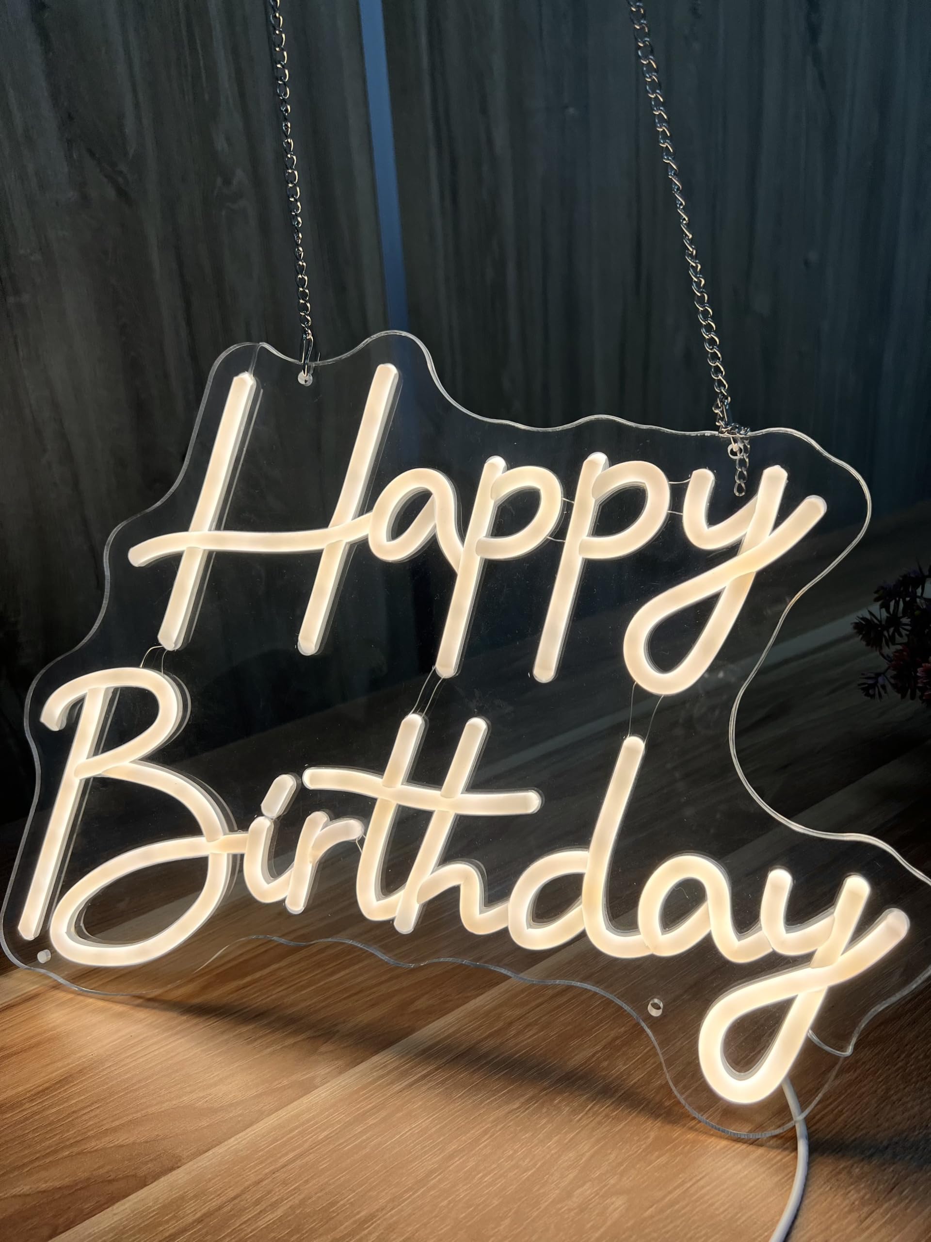 Happy birthday Neon Sign (16x12'') Birthday Neon Sign for Backdrop with Dimmable Switch - Happy Birthday Light Up Sign for Birthday Party Decoration (Warm White - 16x12'') (Happy Birthday 16x12'')