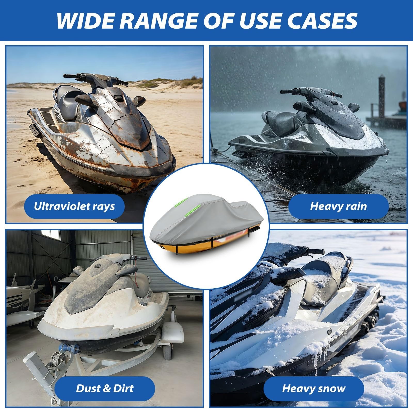 Copertura Impermeabile Moto D'acqua Per Sea-Doo Spark 2up (90HP)|Copertura Moto d'Acqua Oxford Anti-UV Esterno|Protezione Durevole Ogni Condizione Meteo|Facile Indossare|3 Fibbie Antivento