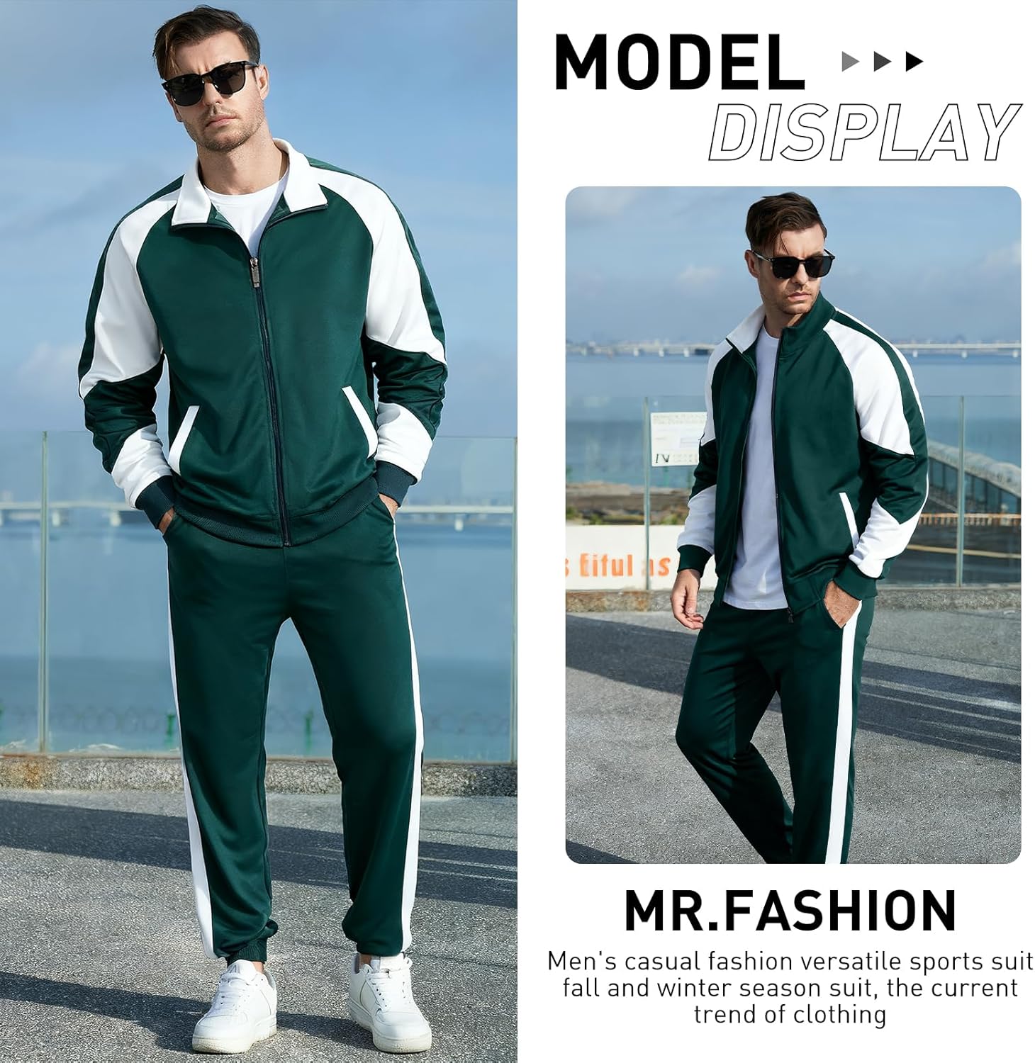 LBL Leading the Better Life Mens Track Suits Casual Full Zip Sweat Suit Active Jackets and Pants 2 Piece Outfits - Image 2