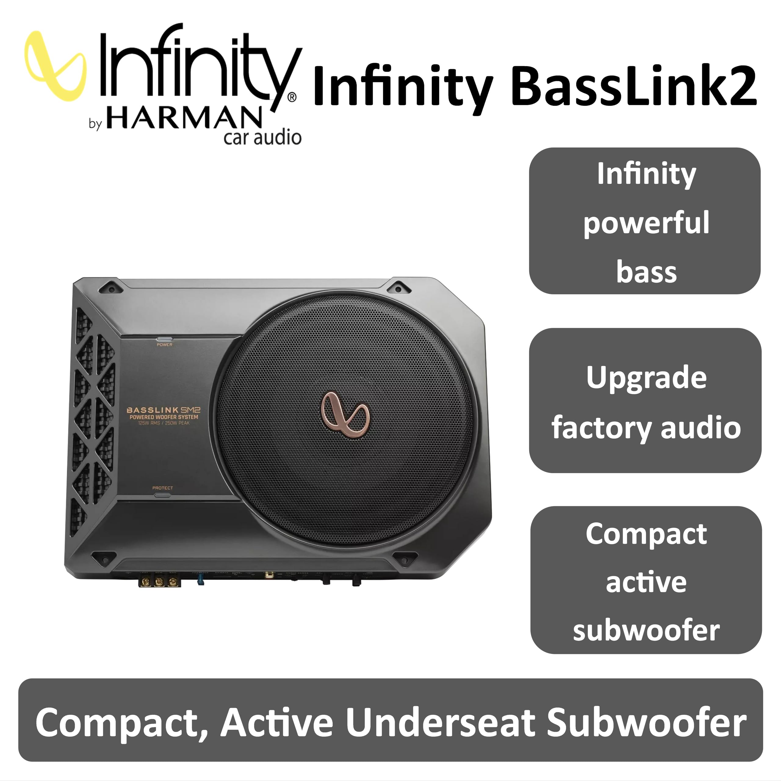 Infinity Basslink SM2 - Bajo Activo (200 mm, Incluye Amplificador de Potencia, subwoofer)