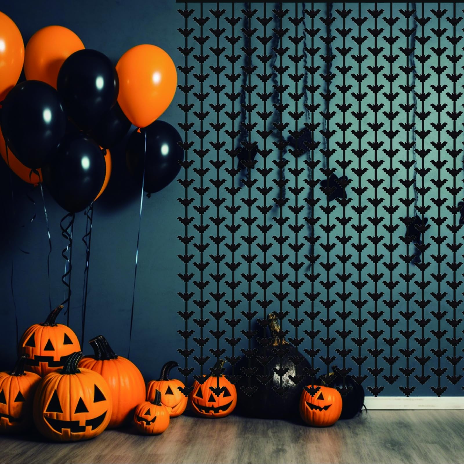 Black Backdrop LOLStar Halloween Party Decoration, 3 Pack Black Bat Photo Booth Props,3.3 X 6.6 Ft , Halloween Photo Backdrop, Halloween Streamers For Halloween Birthday Party Supplies Halloween Foil Fringe Curtains