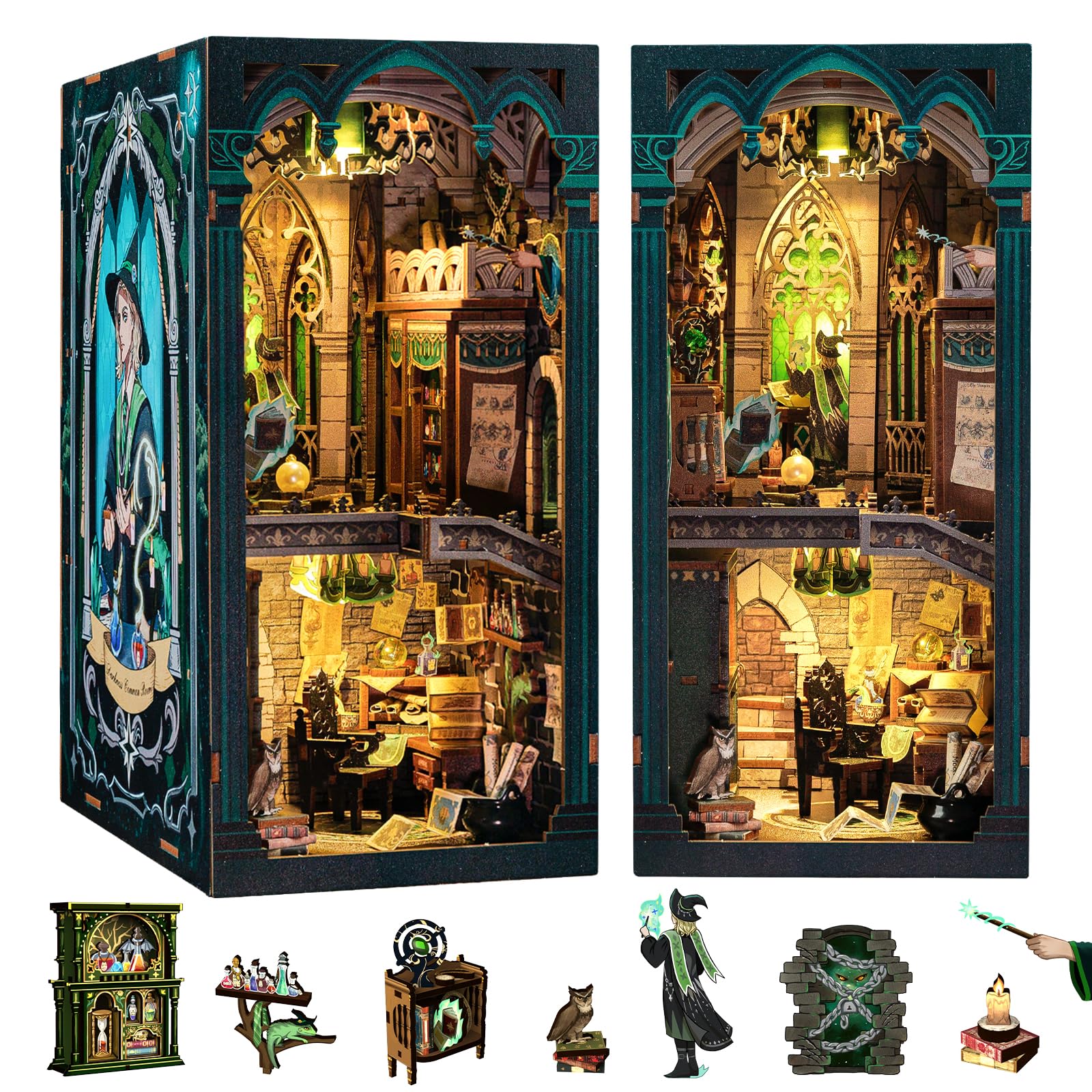 DIY ミニチュア ブックヌークキット 3Dモデル 木製 ドールハウス Amazon | CUTEBEE ブックヌークキット DIYブックヌークミニチュア