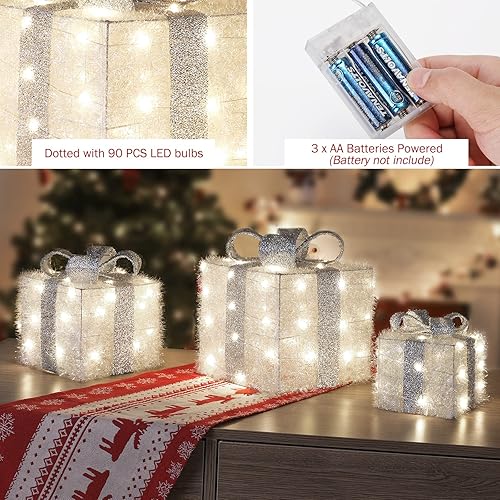 Miniatura 3 de Luxspire Juego de 3 cajas de regalo para árbol de Navidad  luces LED de Navidad