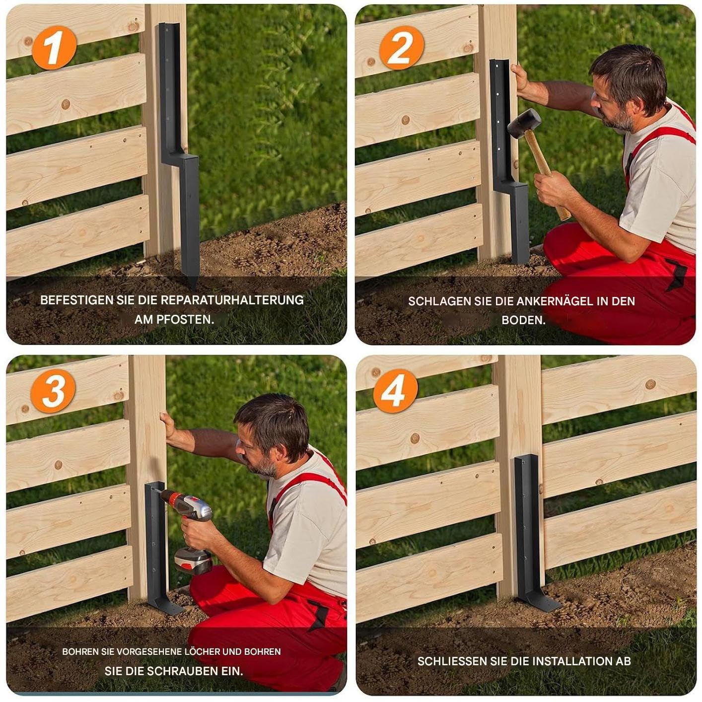 Kit Riparazione Recinzione Punte Stabilizzatrici per Supporto a Terra