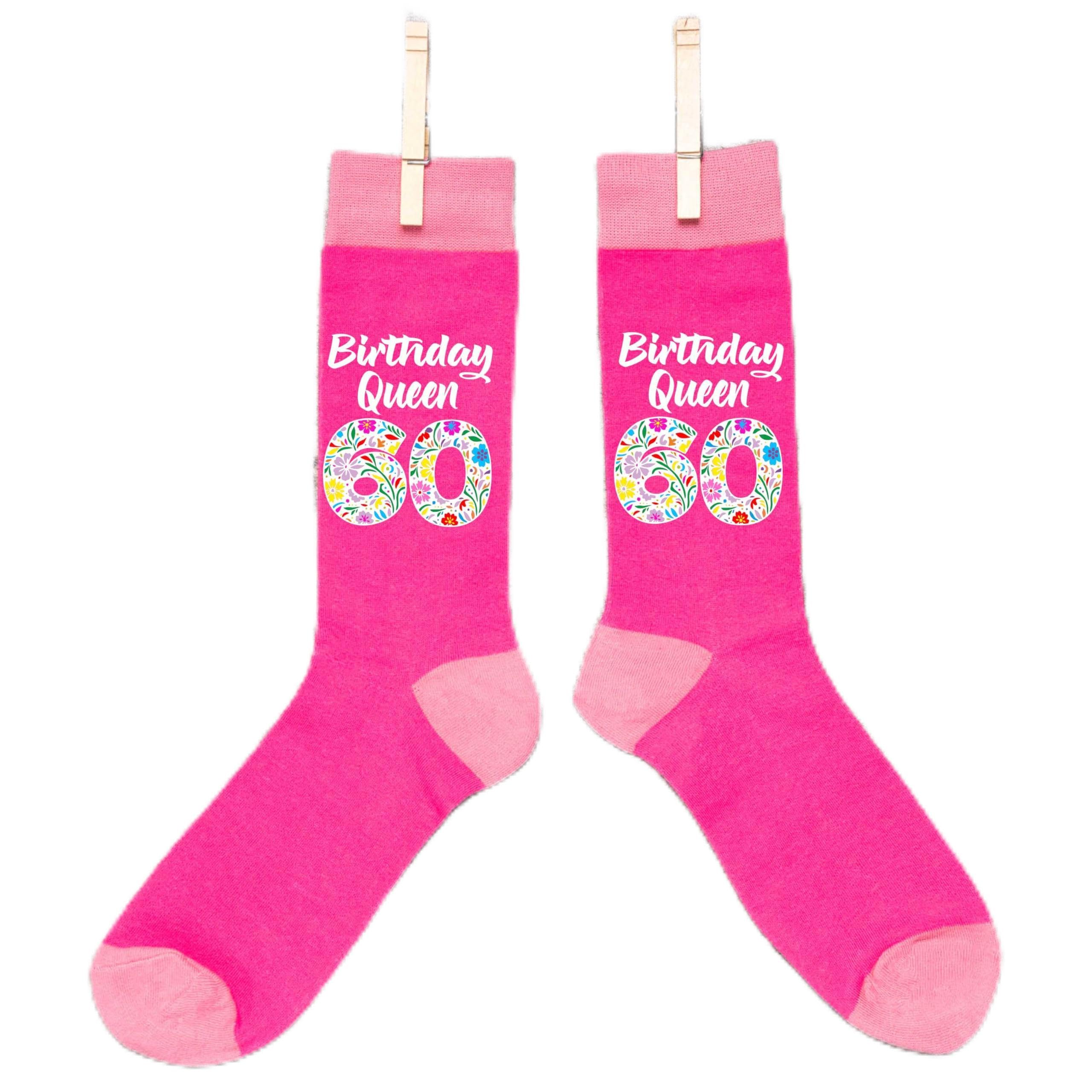 Print4U Birthday Queen 60 Ladies Pink Socks Gift For 60th Birthday 60 Year Old