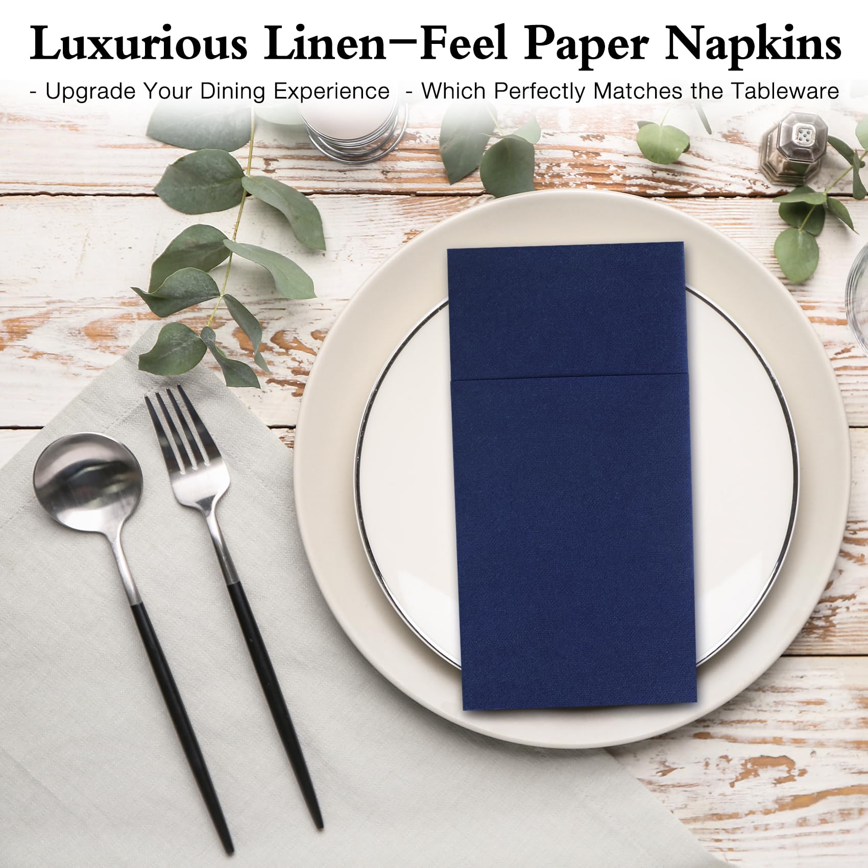 Servilletas de papel desechables, servilletas de cena con bolsillo integrado para cubiertos, servilletas de tela como servilletas, preplegadas para cuchillos y tenedores, servilletas de mano