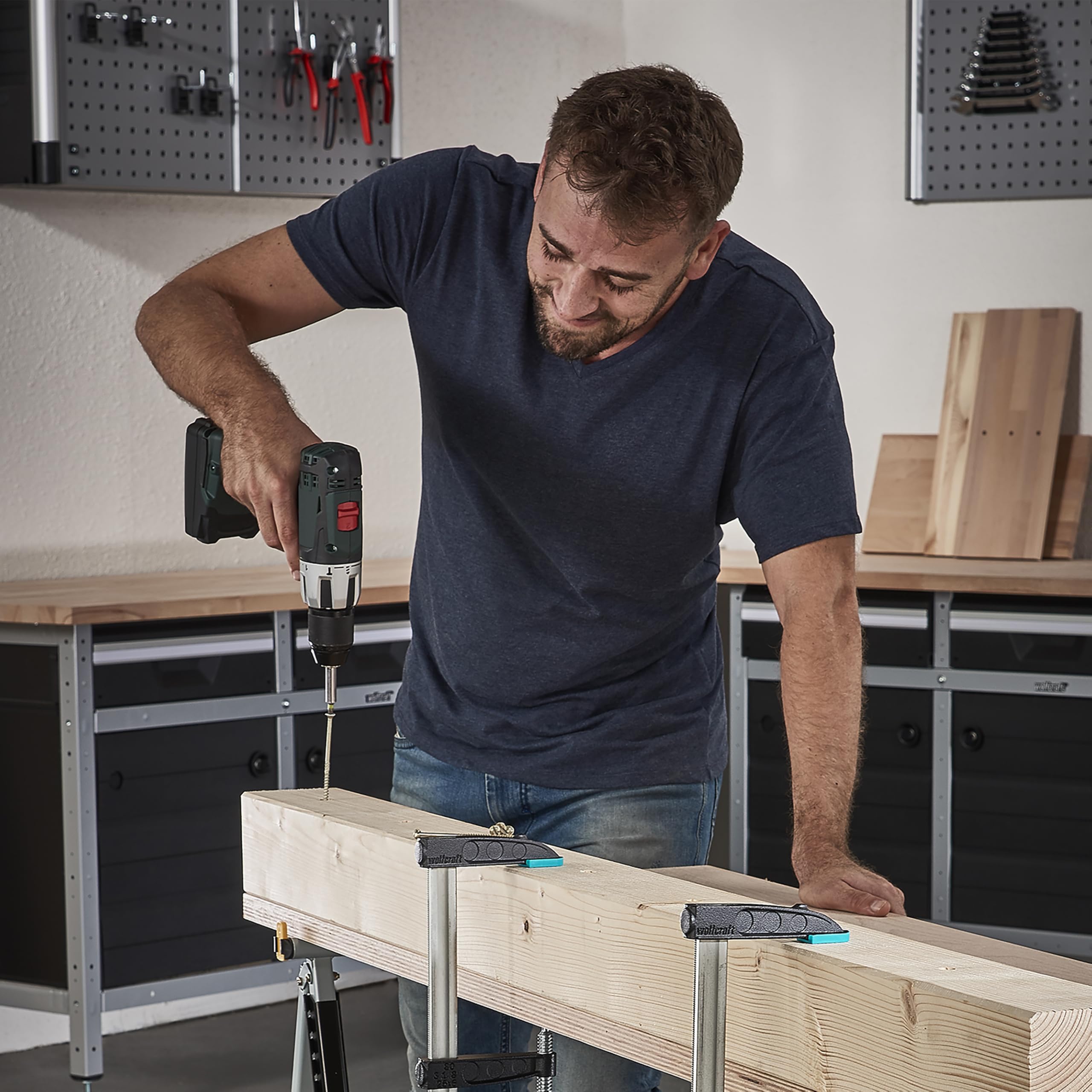 wolfcraft 8645000 - Lot de Serre-Joints à Vis SC 80-200 - Saillie 80 mm - Ouverture 150 mm - Force de serrage 270 kg