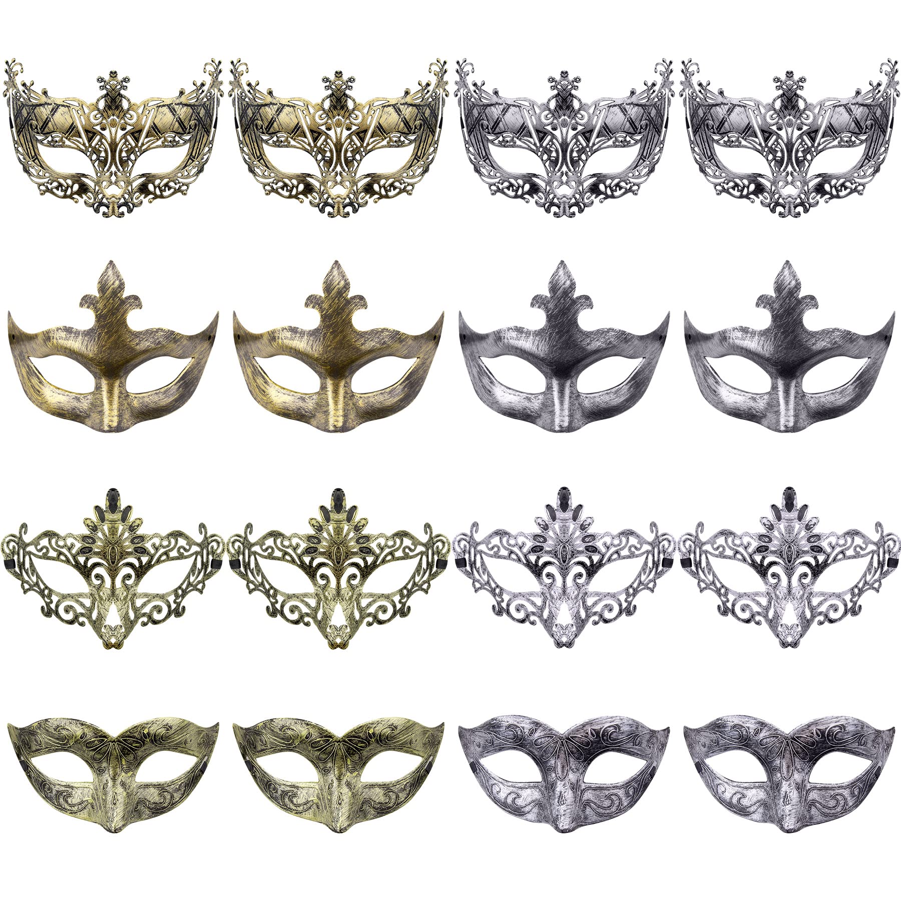 FEQO16 Pieces Vintage Antique Masks