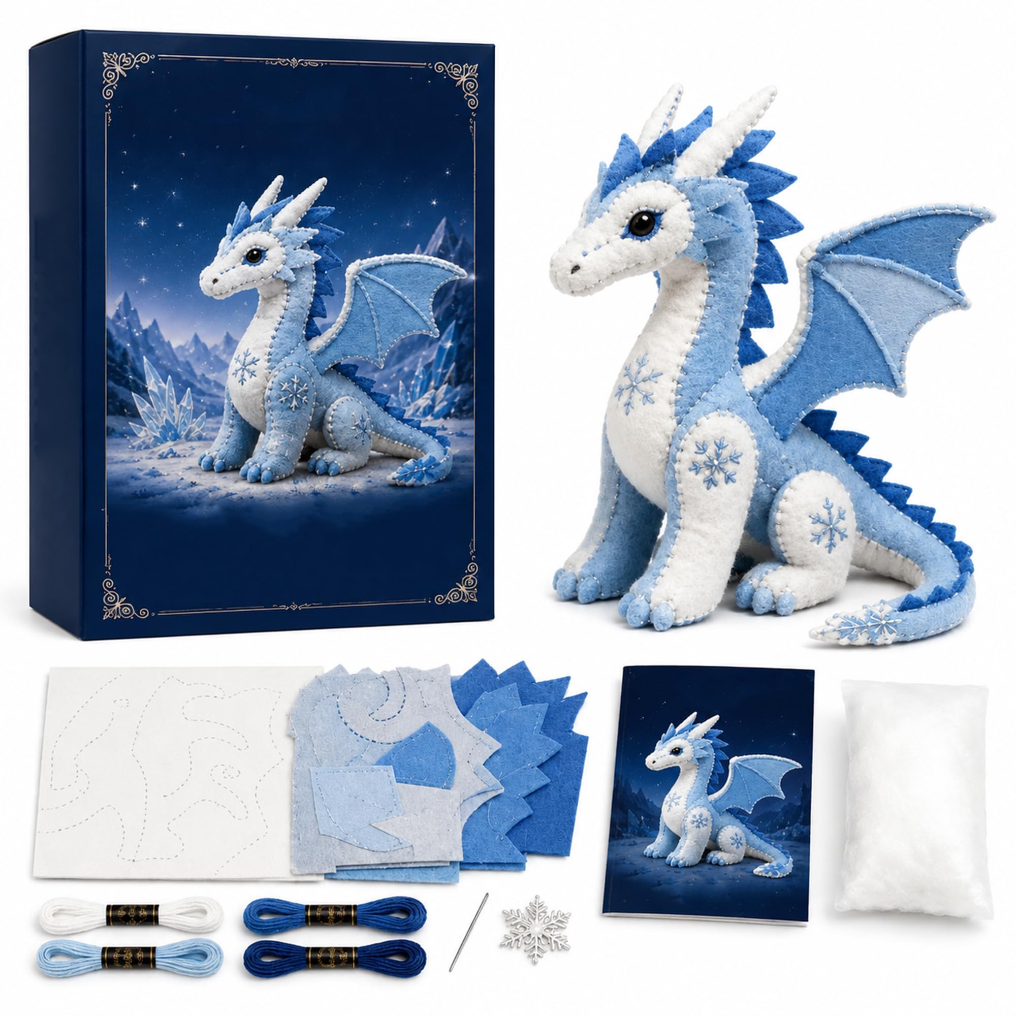 Arctic Winter Guardians DIY Patchwork Kit, 3D Stuffed Animals Mythical Creature, Felt Animal Sewing Kit for Beginners, Pre-Cut Handmade Craft Kit for Home Decor & Creative Gift (*E) โ image 1