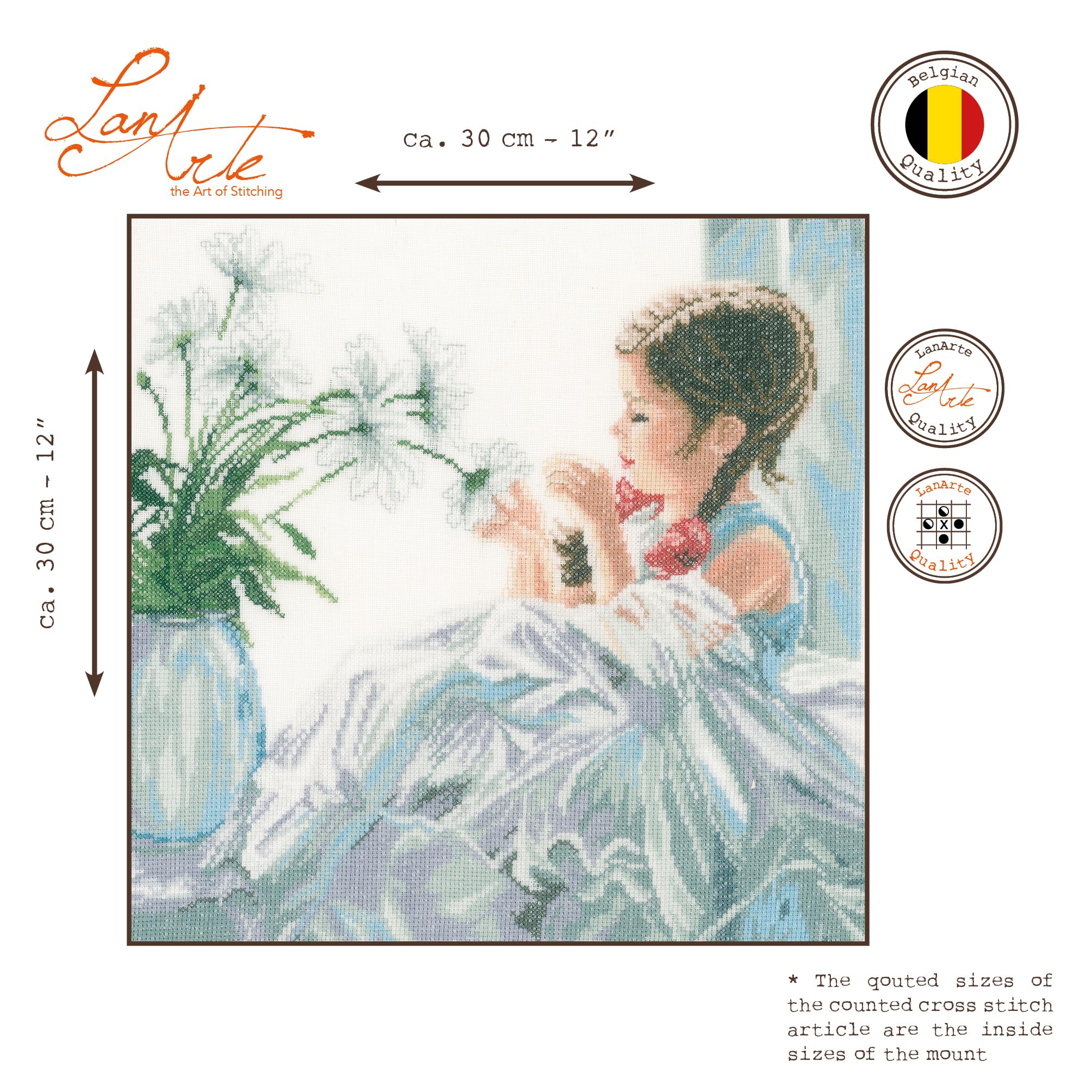 Lanarte Kit Punto Croce Contato CONTARE I PEDALI Decorativi Per Pareti ca. 30 x 30 cm Set Fai Da Te Creativo Adulti Ricamo Casa Decor Arte Da Parete Kit Per Hobby Cross Stitch