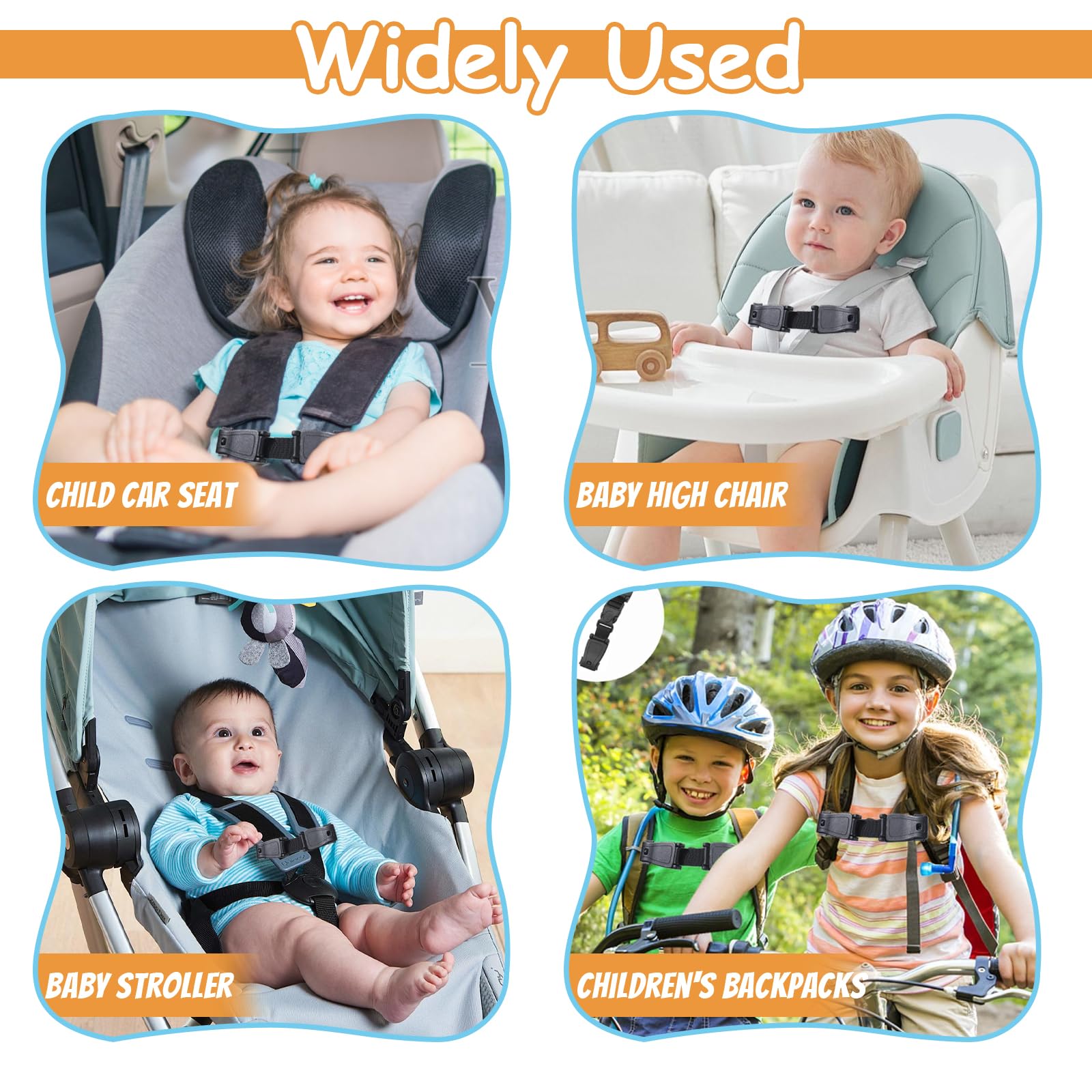 4 Pezzi Fibbia Di Sicurezza Seggiolino Auto, Fibbia Gancio Cintura Seggiolino Auto Bambino, Clip Bambino Cintura Di Sicurezza Auto per Seggiolini e Passeggino (Nero)