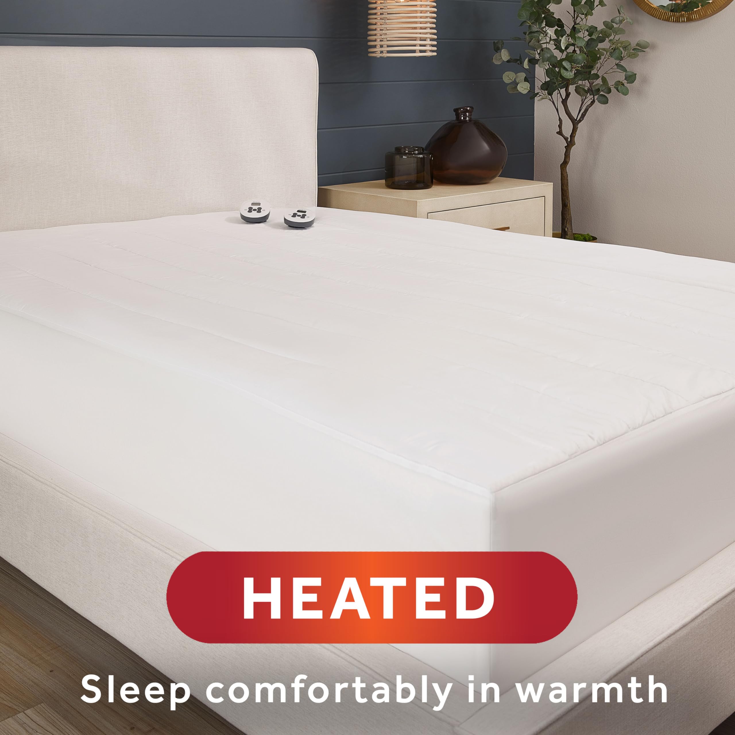 Sunbeam Restful Quilted Heated Mattress Pad King White