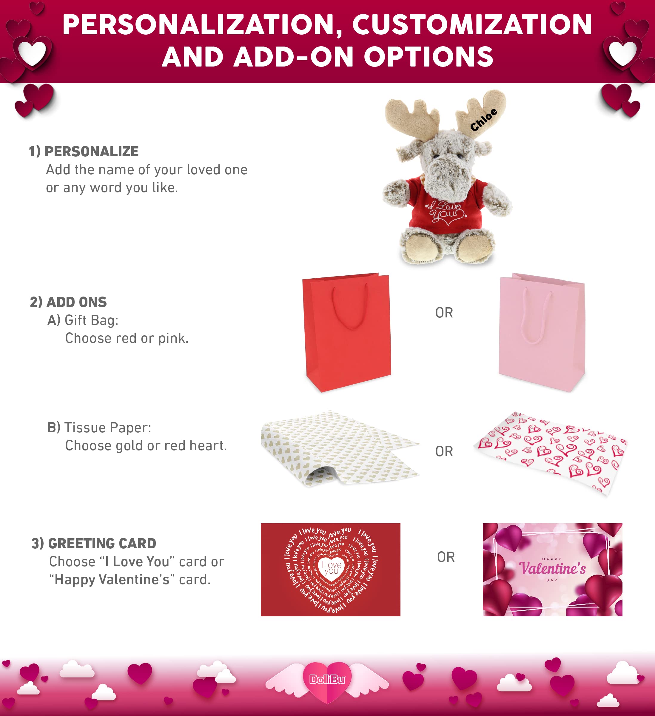 Valentine Unicorn DolliBu I Love You Monday Pink Unicorn Cotton Candy Plush- Cute St￭ Animal With Red Shirt And Name Personalization For Valentine, 10.5 Inches Unicorn Valentines Gifts