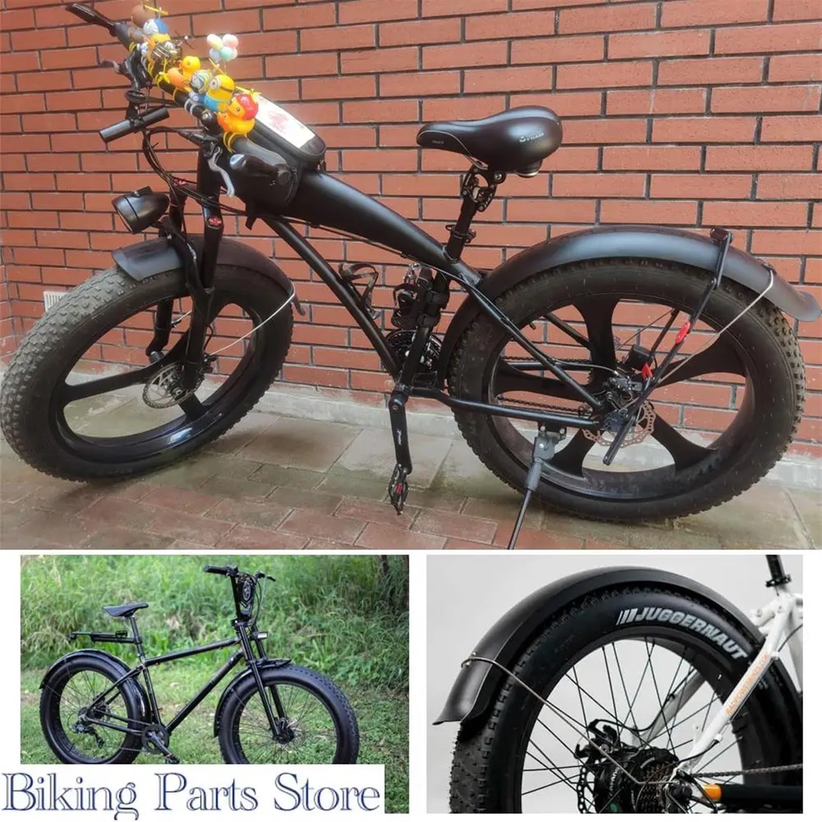 Schutzbleche Fahrrad Schutzblech Set 26x4.0 inch Breite vordere hintere Kotflügel MTB Offroad Fat Tire Bikes Wings Full Coverage Fat Bike Fenders Plastic (Color : 1 Set Black)