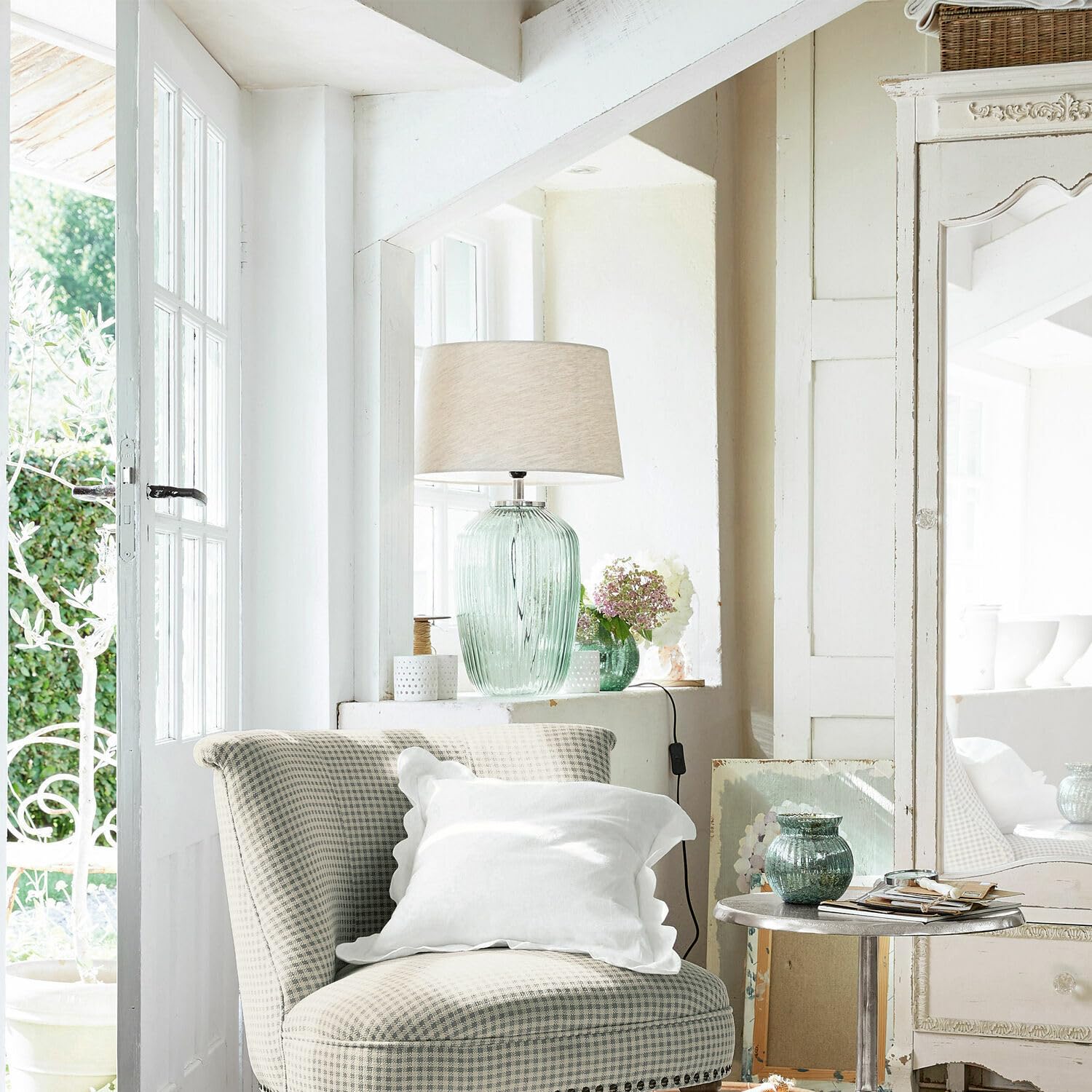 Loberon Tischlampe Fenis - creme/grün