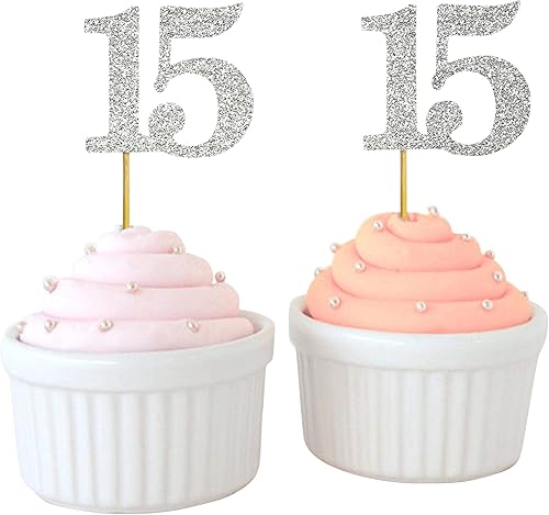 Miniatura 1 de Darling Souvenir, Quinceanera - Decoración para cupcakes de 15 años, decoración de postre - Paquete de 20