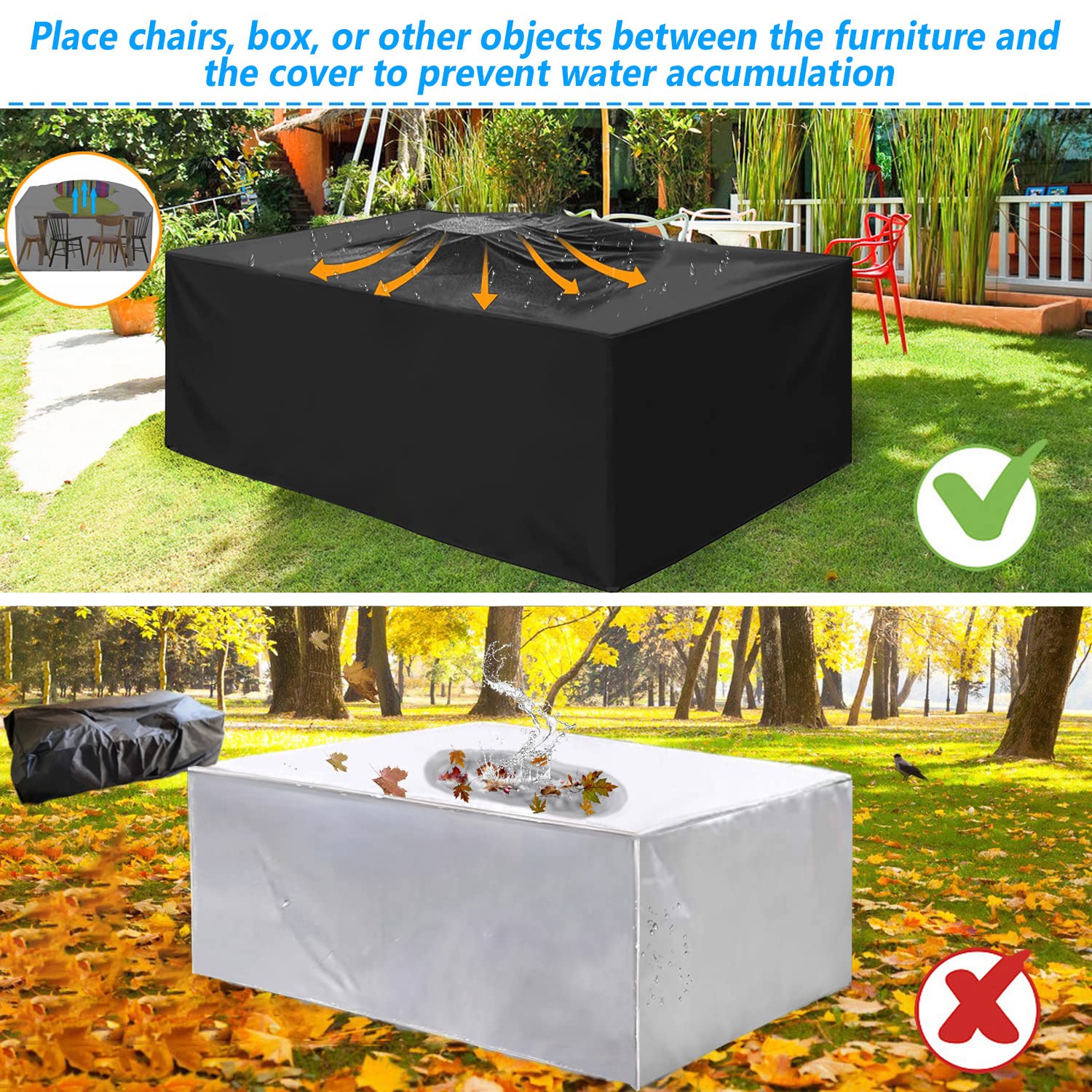 Wasserdichte Gartenmöbel-Abdeckung 260x175x75 Cm – 420D Oxford, UV-stabil, Winddicht, Mit Schnallen Und Kordelzug, Für Sofas Und Tische