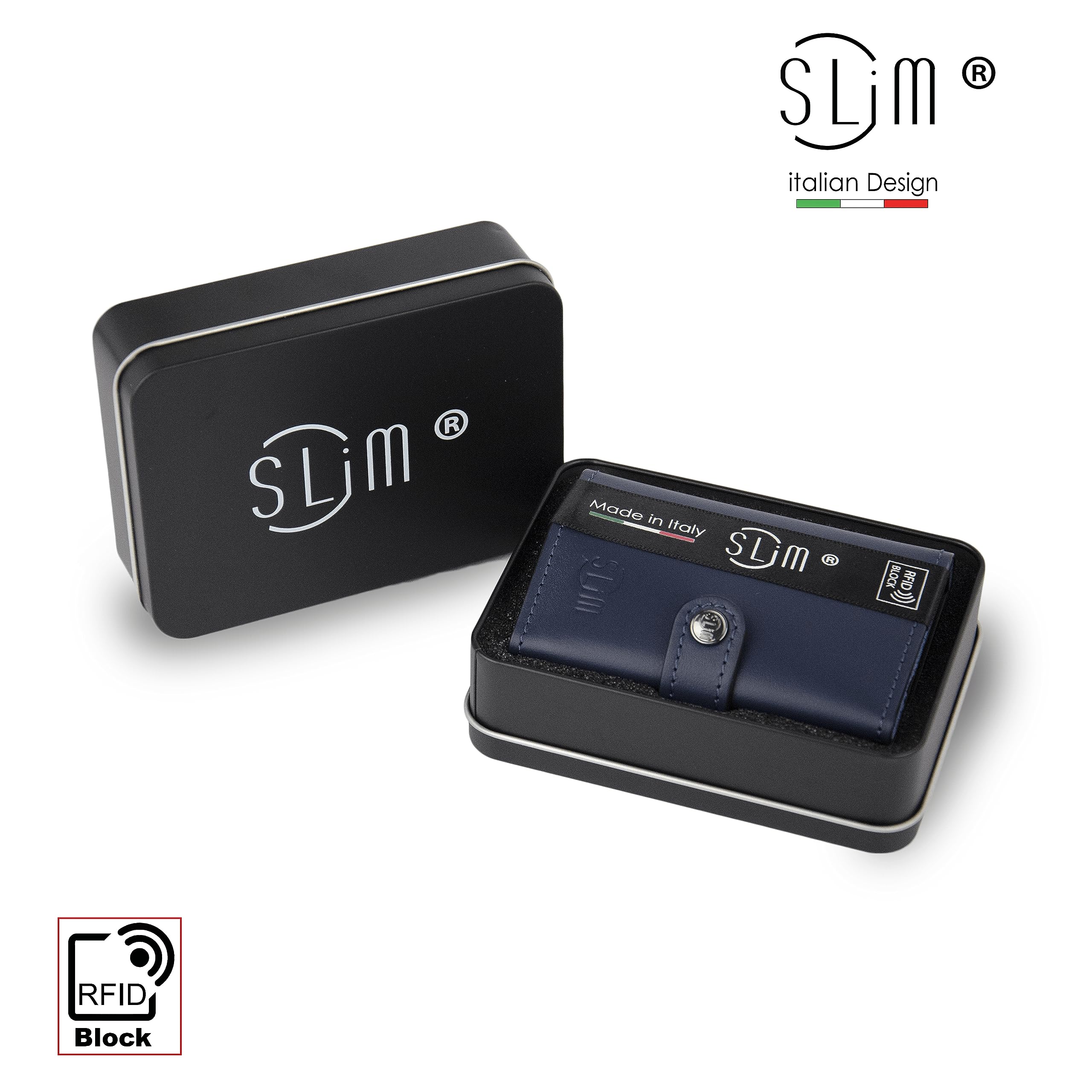 SLim Porta Carte di Credito Schermato Portafoglio Uomo Rfid Portatessere Anticlonazione Donna Portacarte Uomo (Blu Multicolor, Senza Zip)