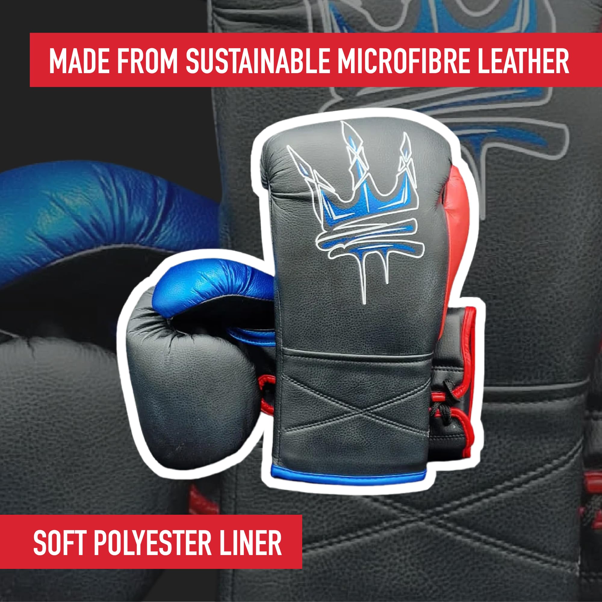 Model 3 8oz Boxing Glove in Black/Red/Blue by Endangered Fightwear - Image 4