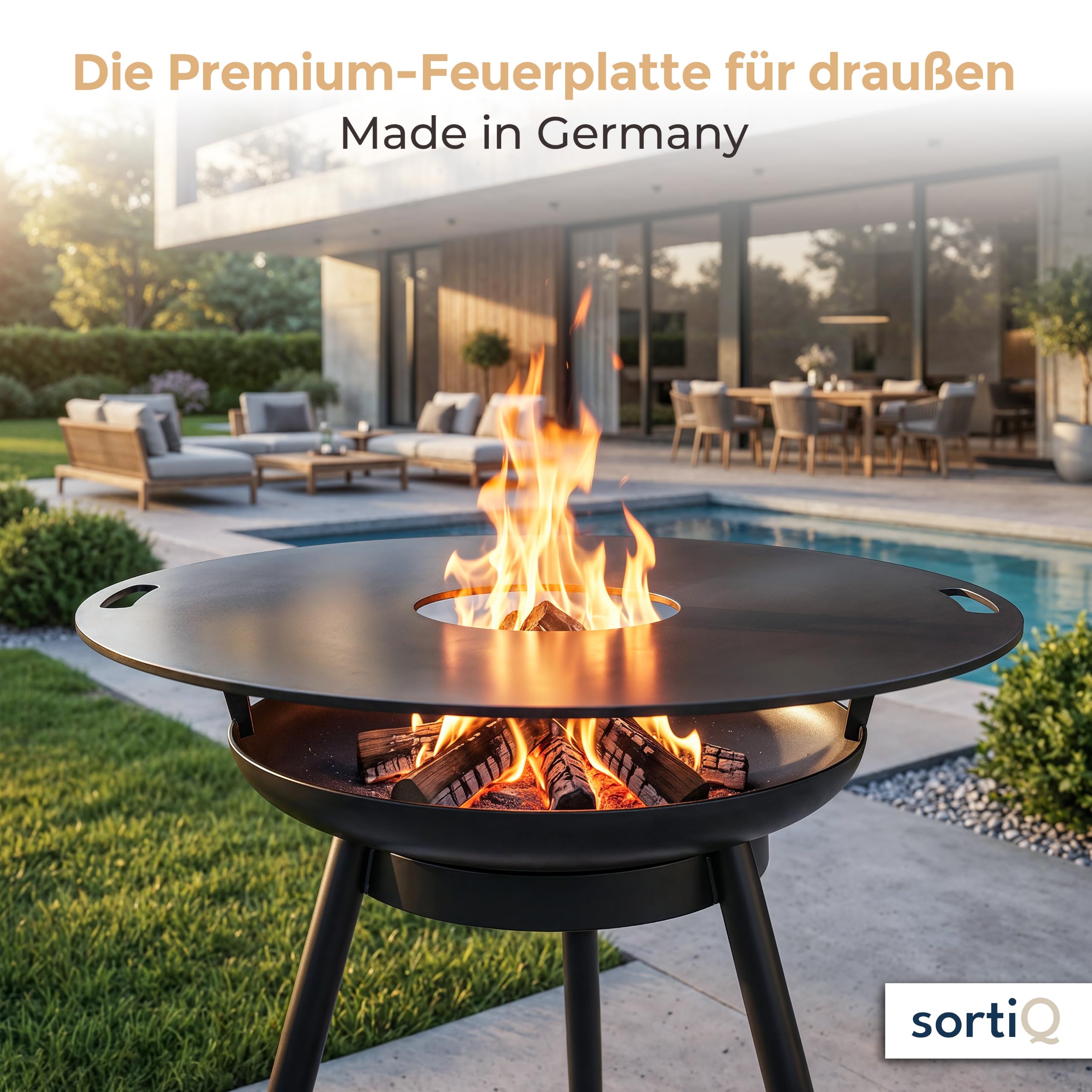 Feuerplatte 80cm, 20 cm Feueröffnung, 6mm Feinkornstahl