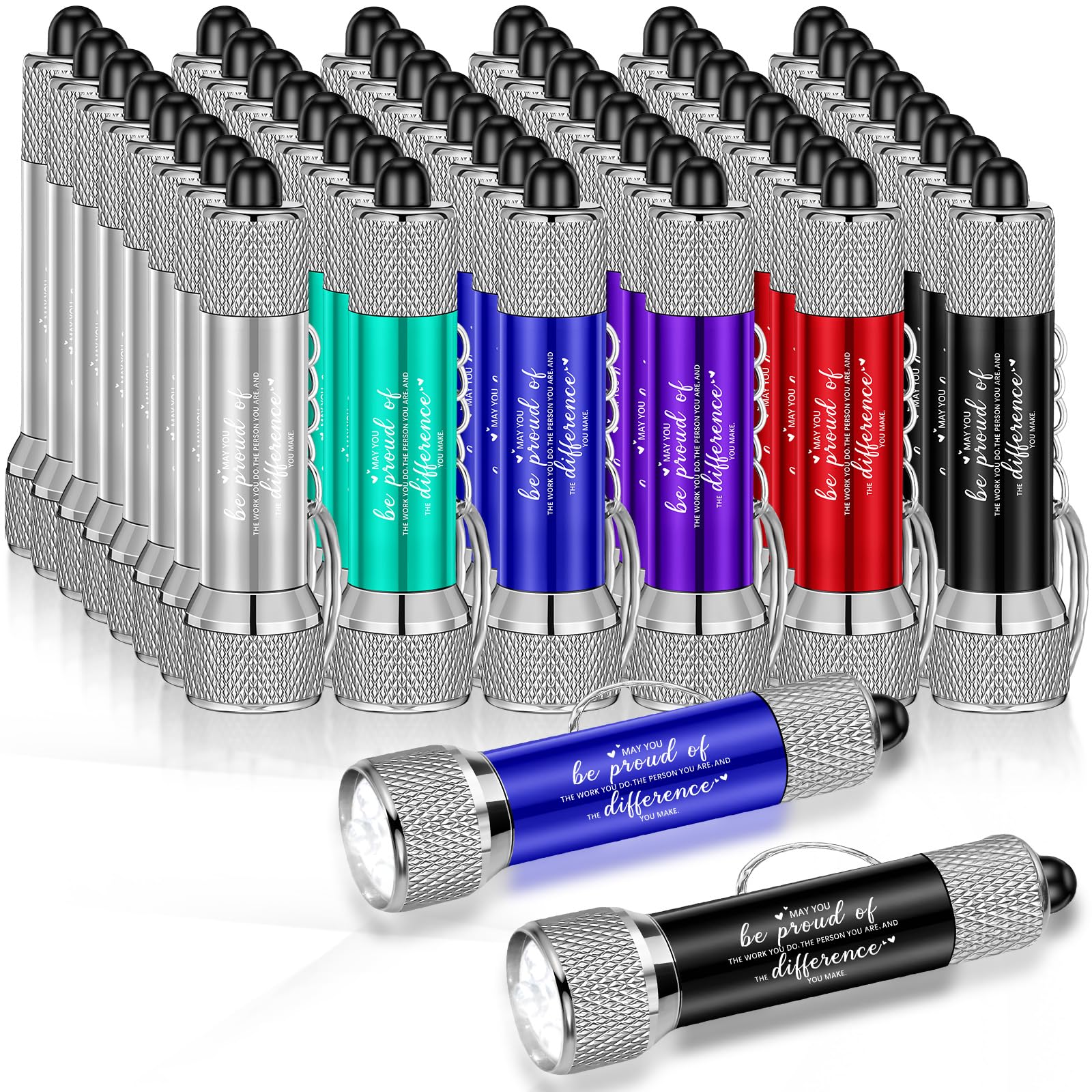 VIHOSE 24-Pack Rechargeable Mini Keychain Flashlights - Colorful LED Pocket Lights For Outdoor & Emergency